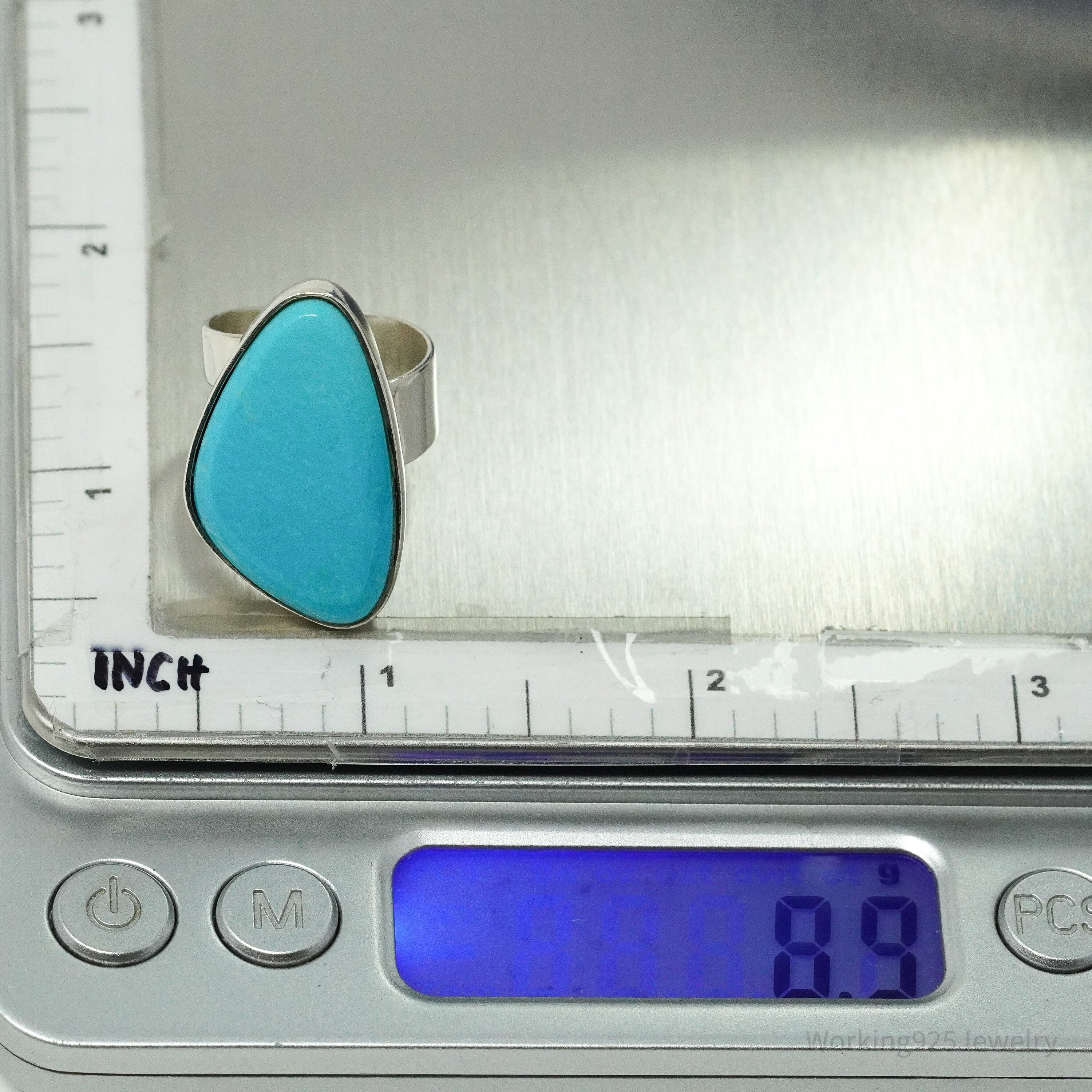 Vintage Designer Desert Rose Trading DTR Turquoise Sterling Silver Ring - 6