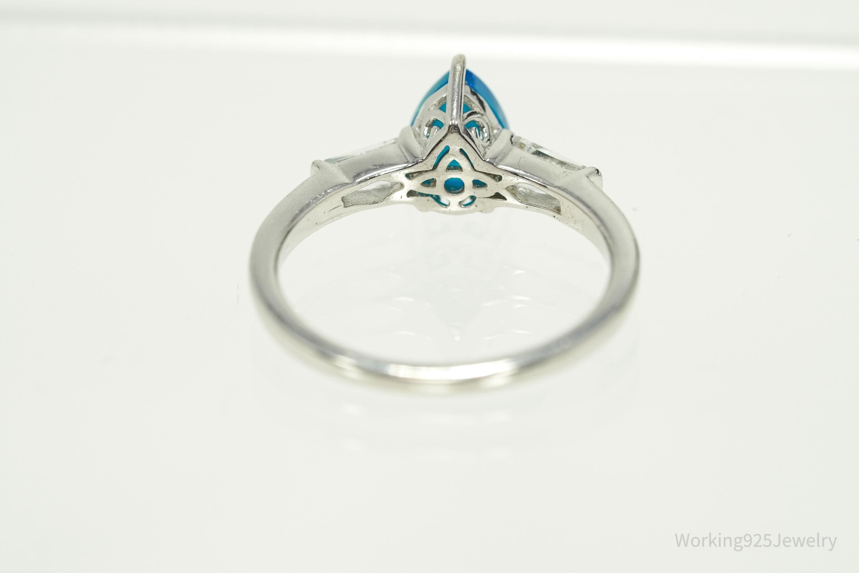 D'Joy Blue Opal & Cubic Zirconia Sterling Silver Ring - Size 8.25