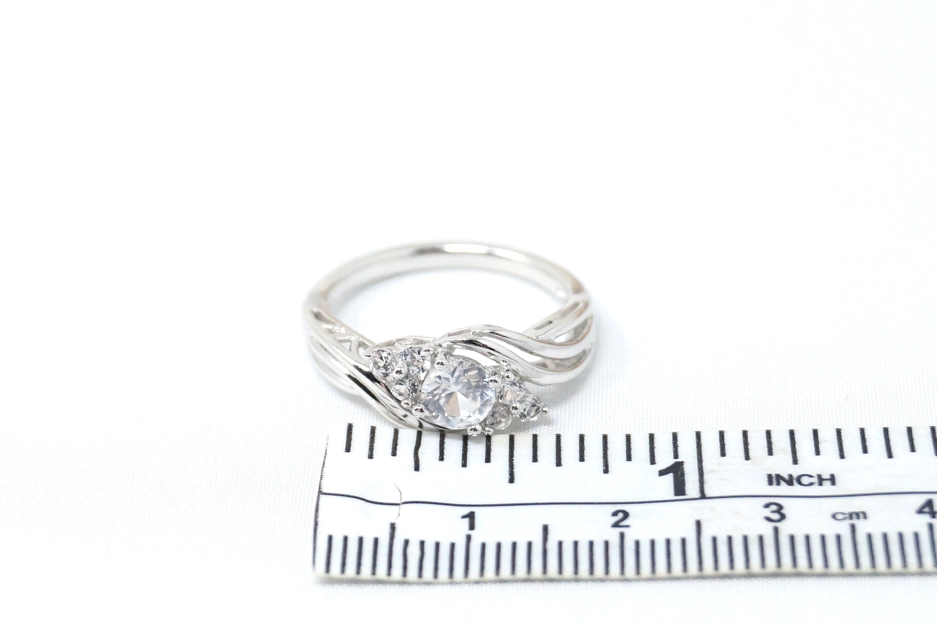 Vintage Simulated Diamond Accented Sterling Silver Ring - Size 6.75