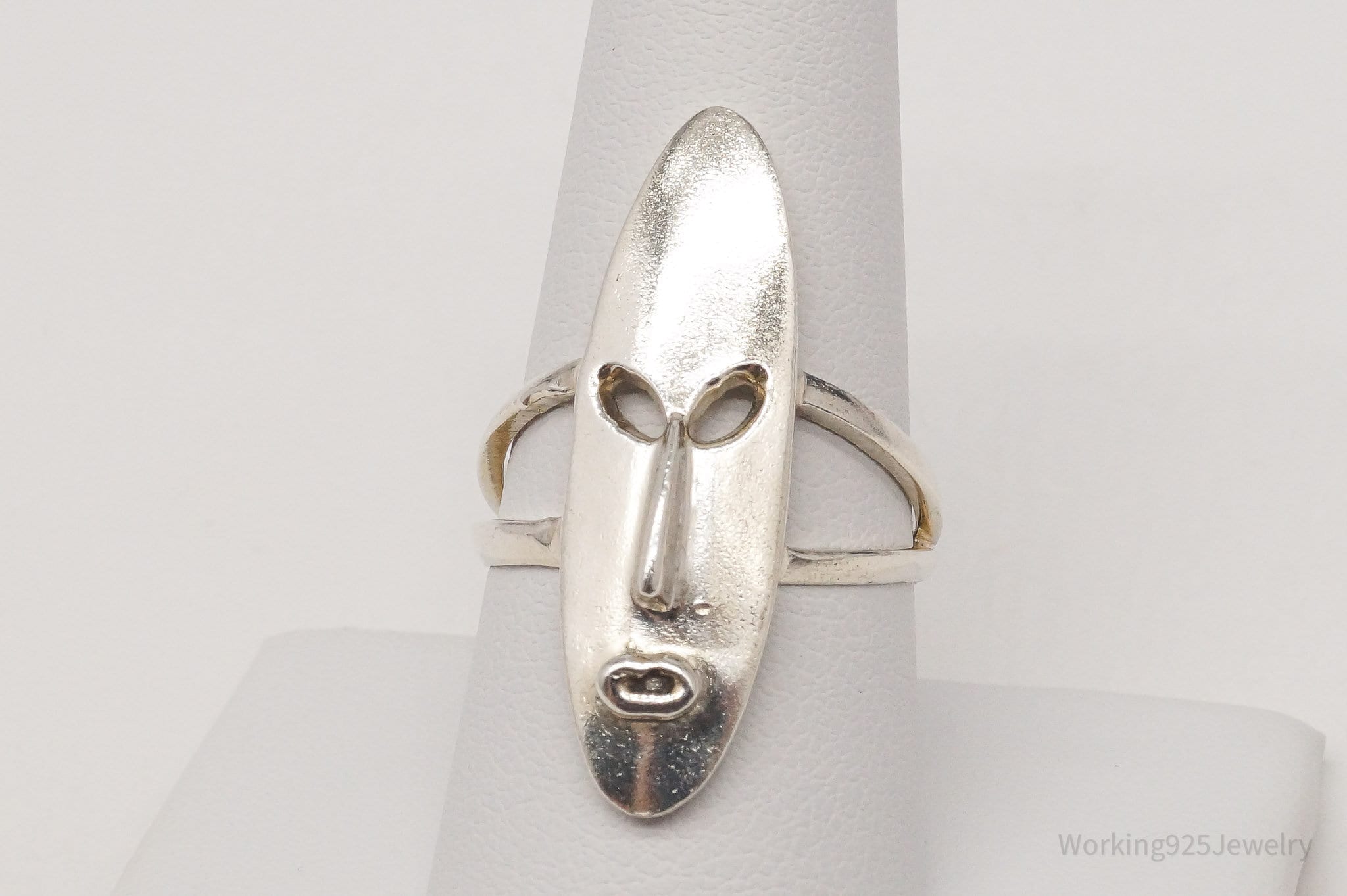 Vintage Aztec Mayan Mask Sterling Silver Ring Size 8.75