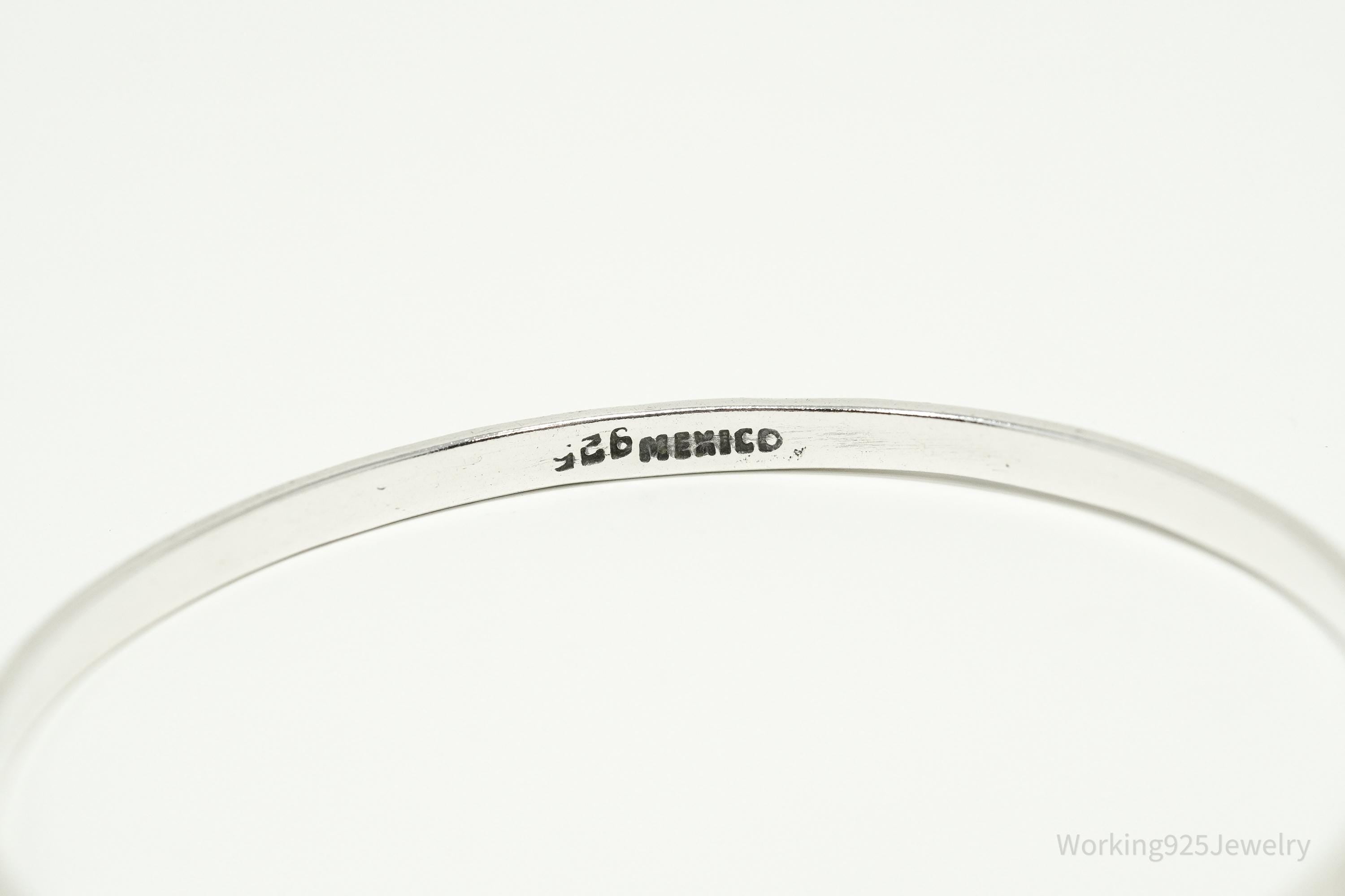 Vintage Heart Pattern Sterling Silver Mexican Bracelet - 8"