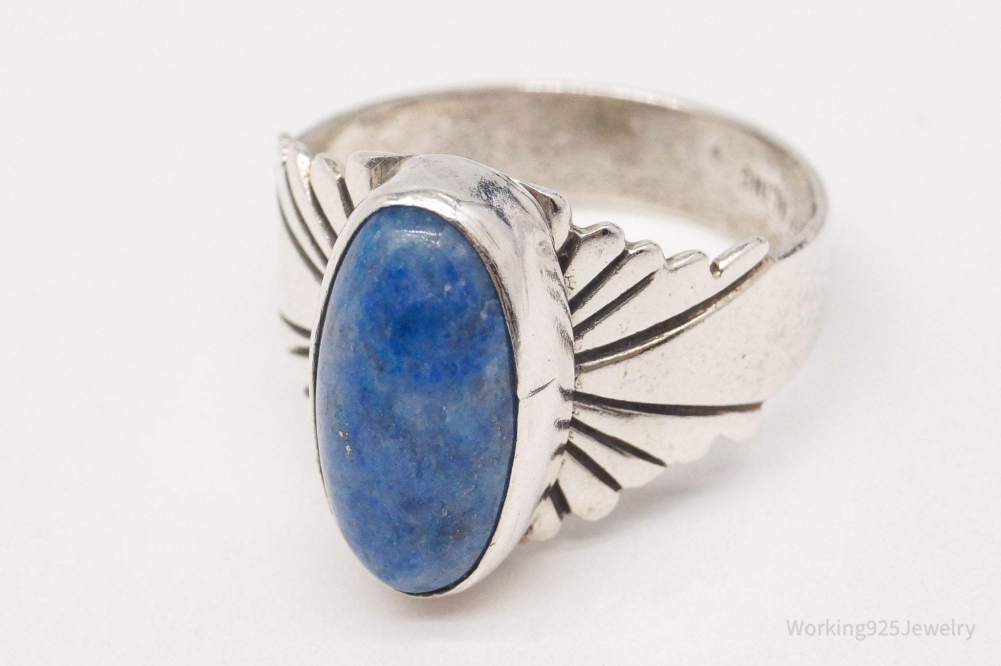 Vintage Native American JW Lapis Lazuli Sterling Silver Ring Size 7