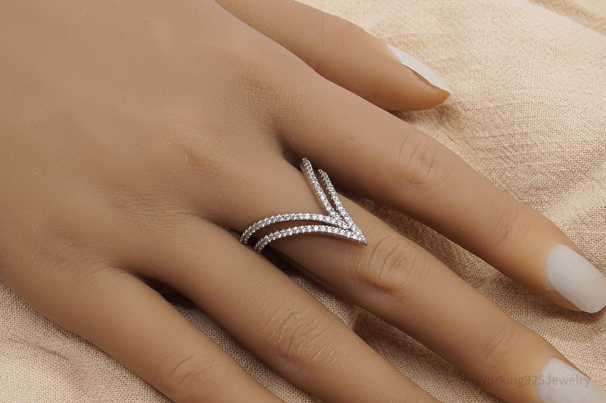 Vintage ATI Cubic Zirconia Sterling Silver Ring - Size 8.5