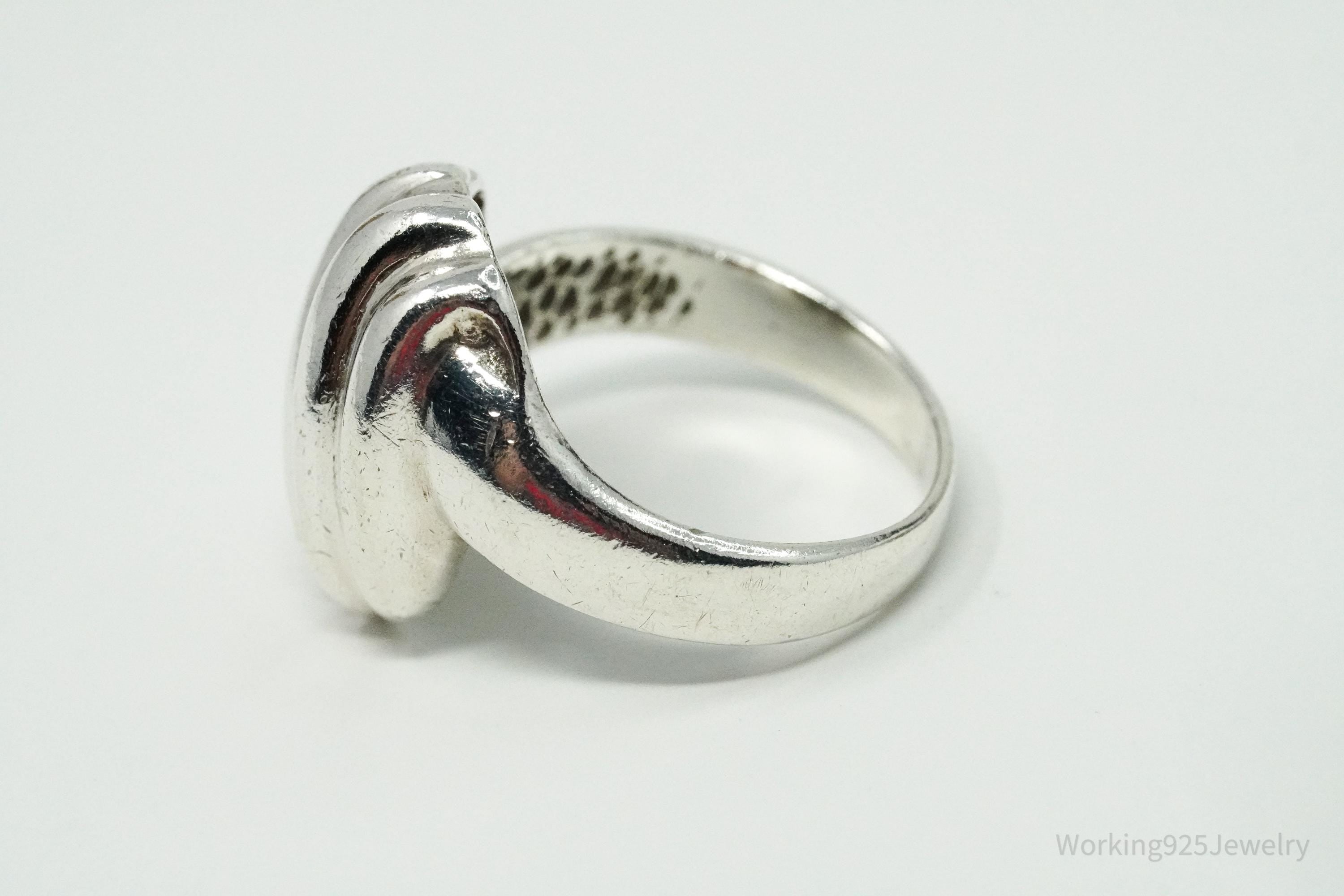 Vintage Puffy Ribbed Modernist Style Sterling Silver Ring - Size 6.75