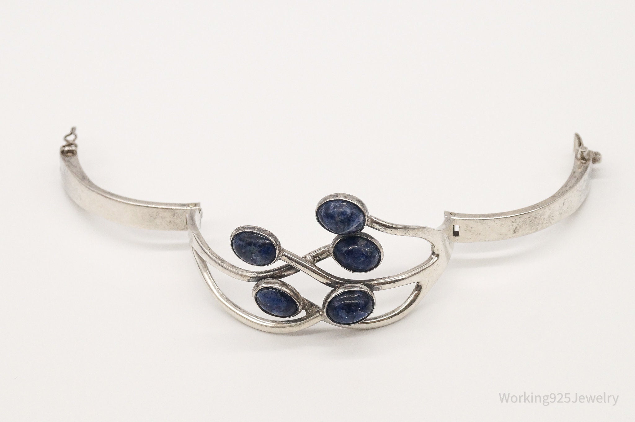 Vintage Mexico Modernist JGL Sodalite Sterling Silver Bracelet