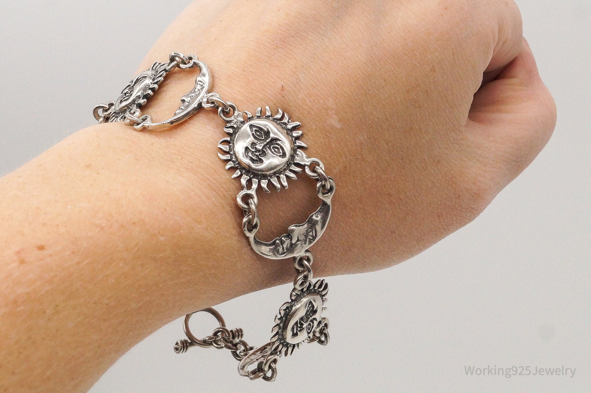 Vintage Mexico Sun & Moon Sterling Silver Bracelet