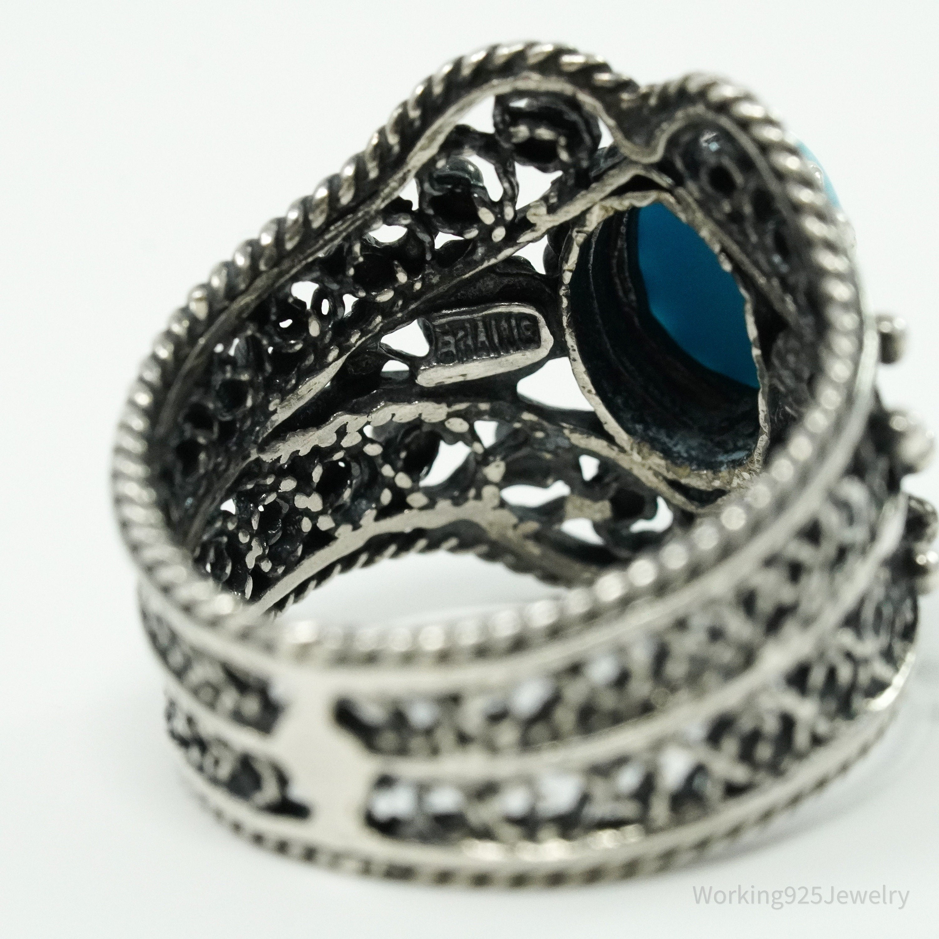 Vintage Turquoise Sterling Silver Ring - Size 7.5