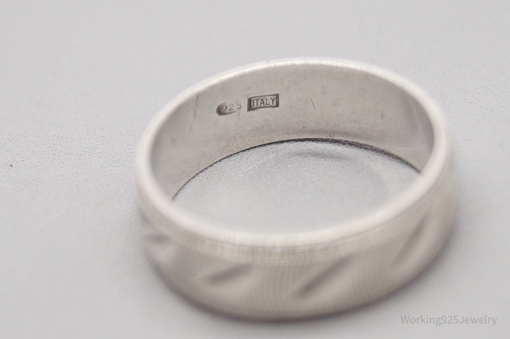 Vintage Italian Art Deco Style Sterling Silver Band Ring - Size 7.75