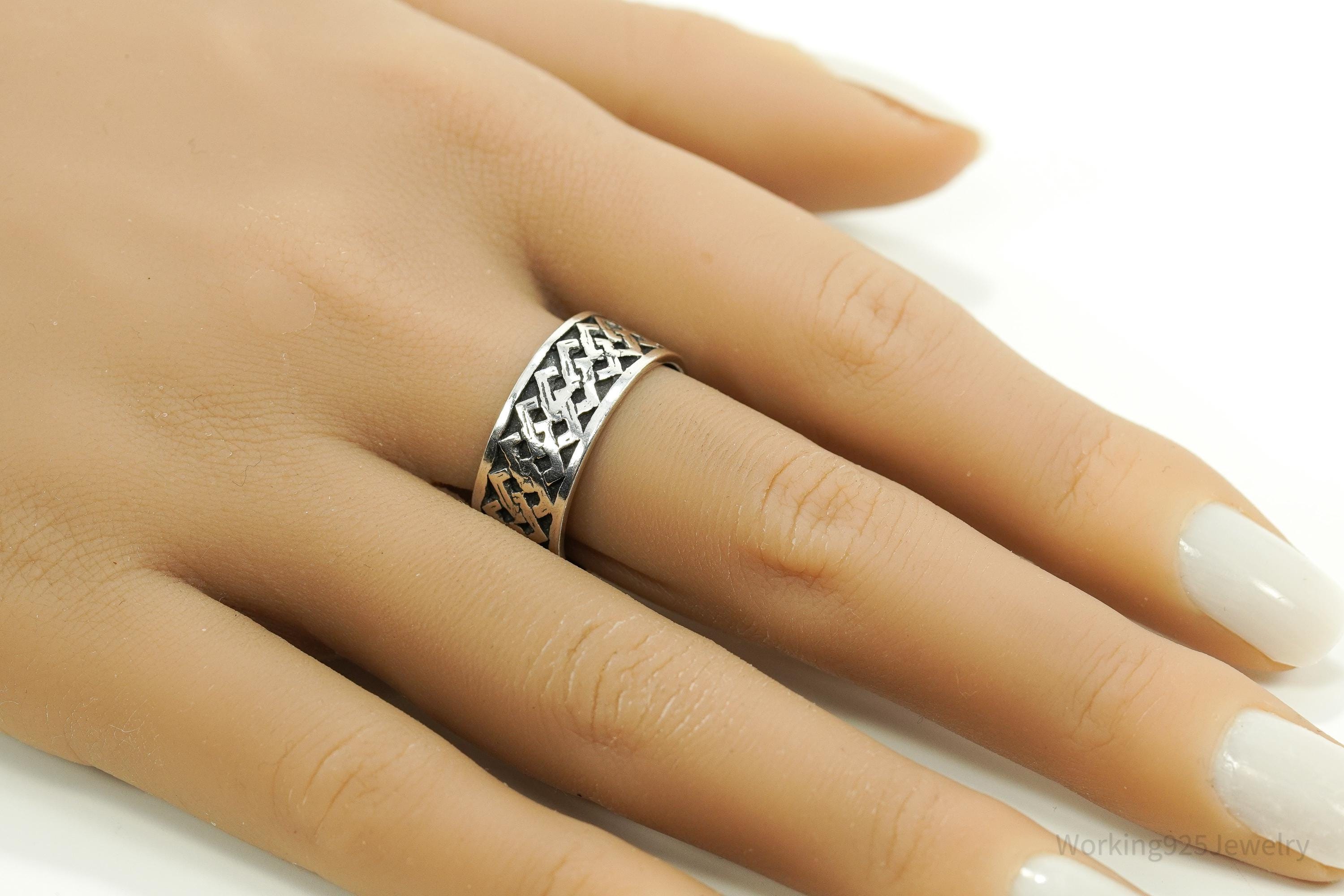 Vintage Celtic Knot Design Sterling Silver Band Ring - Size 9.5