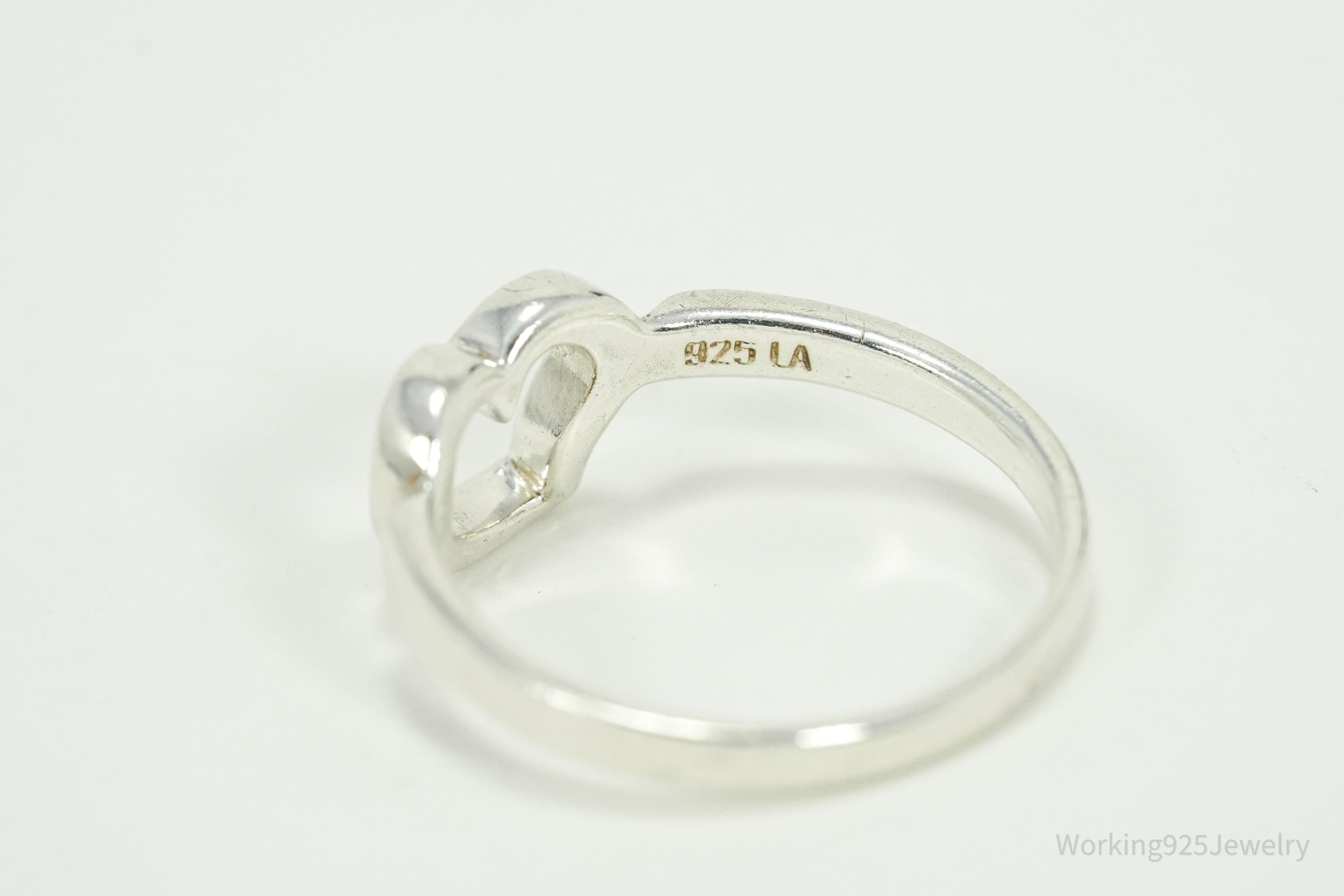Vintage Heart Sterling Silver Ring - Size 7.5