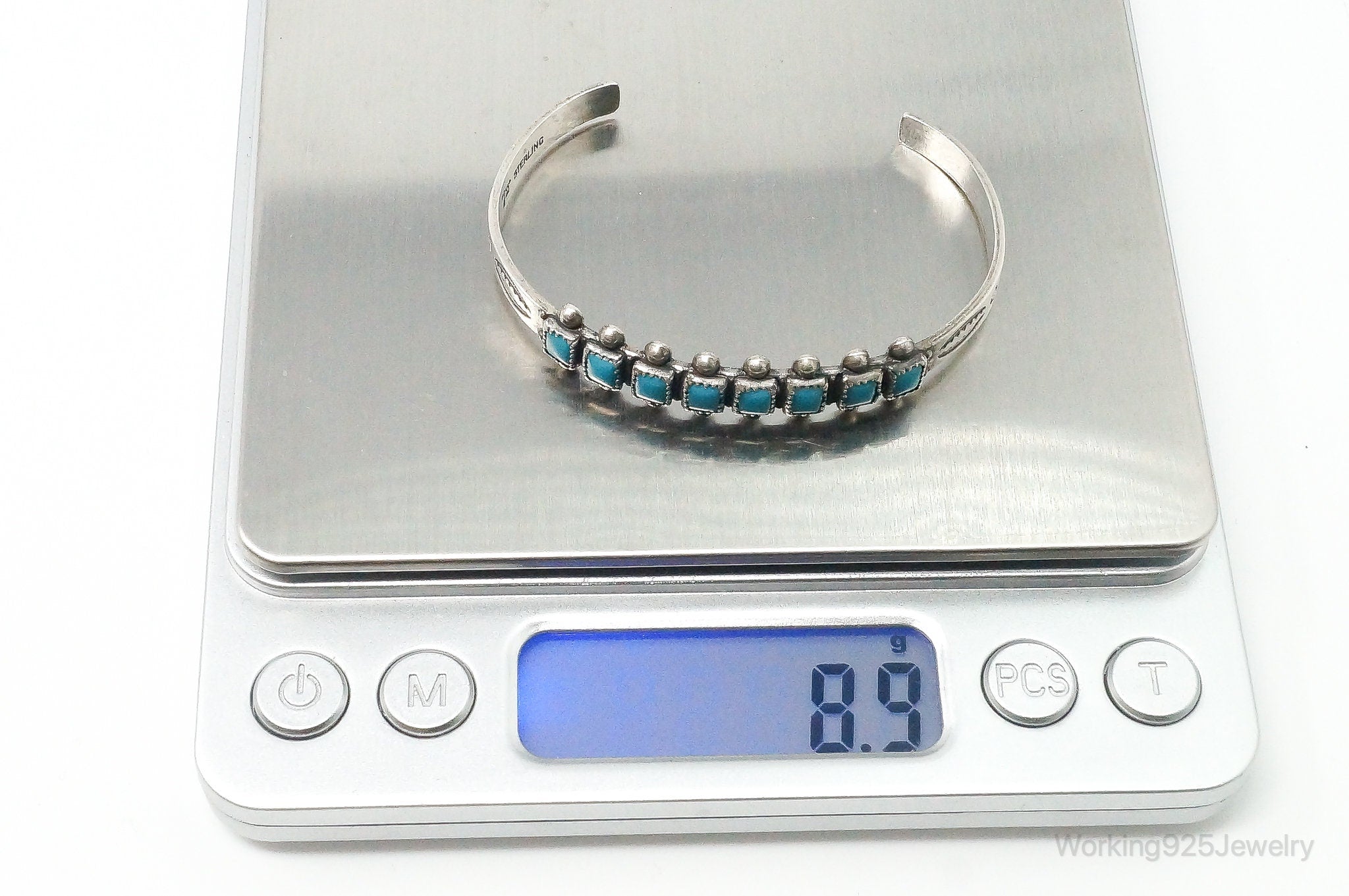 Vintage Southwest Designer Bell Trading Post Turquoise Sterling Silver Bracelet