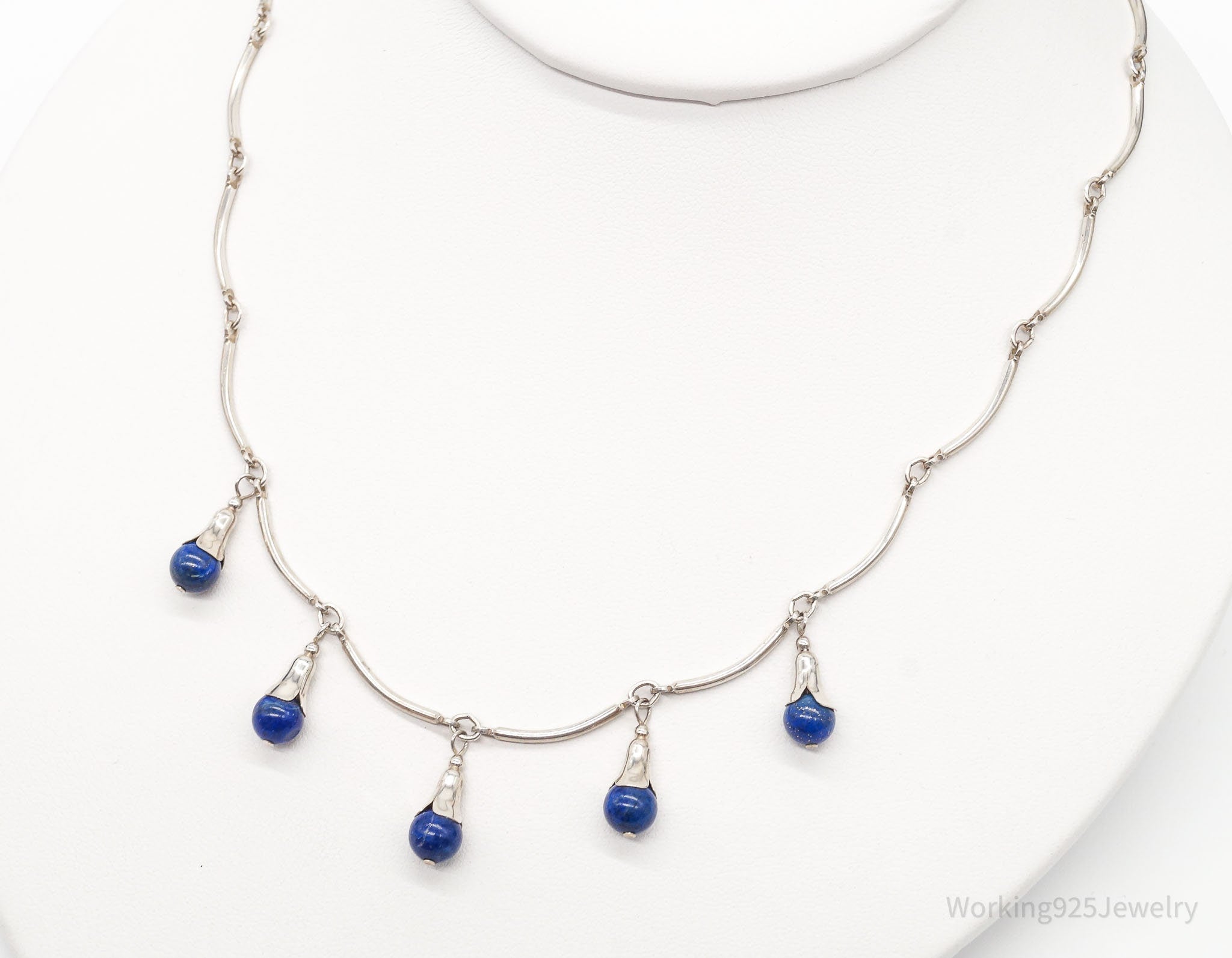 VTG Southwestern Carolyn Pollack Relios Lapis Lazuli Sterling Silver Necklace