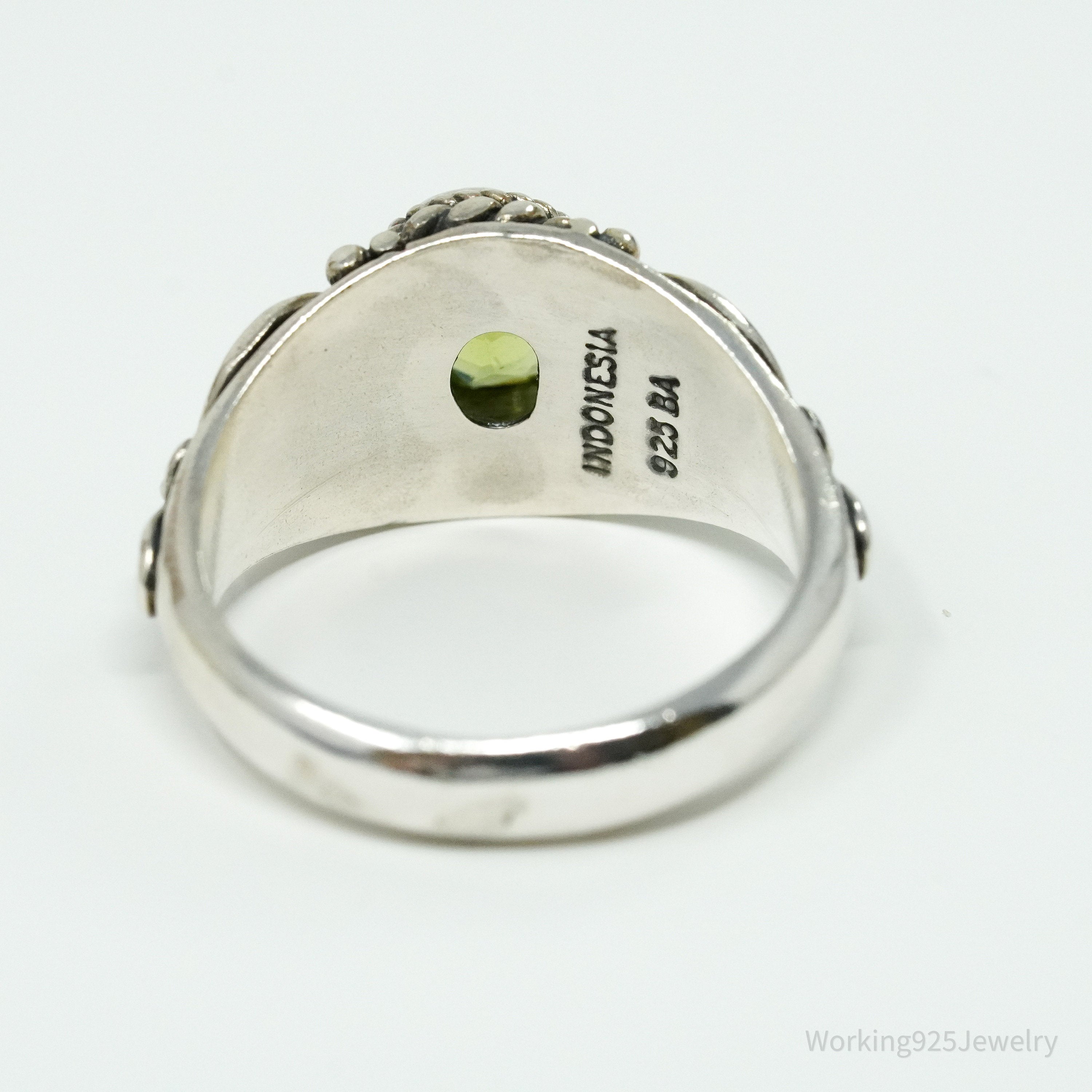 Vintage BA Suarti Peridot Sterling Silver Ring - Size 8.25