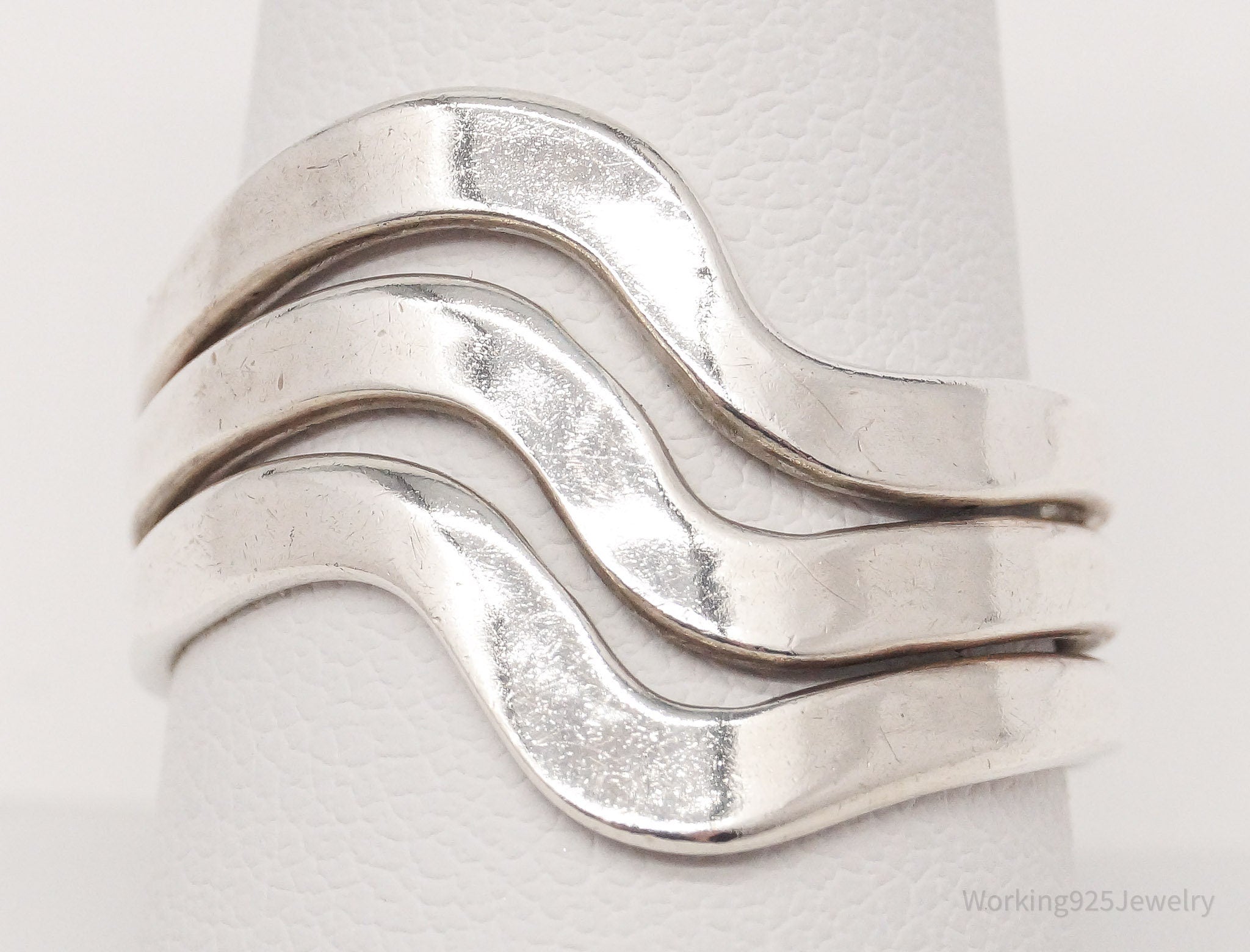 Vintage Modernist Style Sterling Silver Ring Size 9