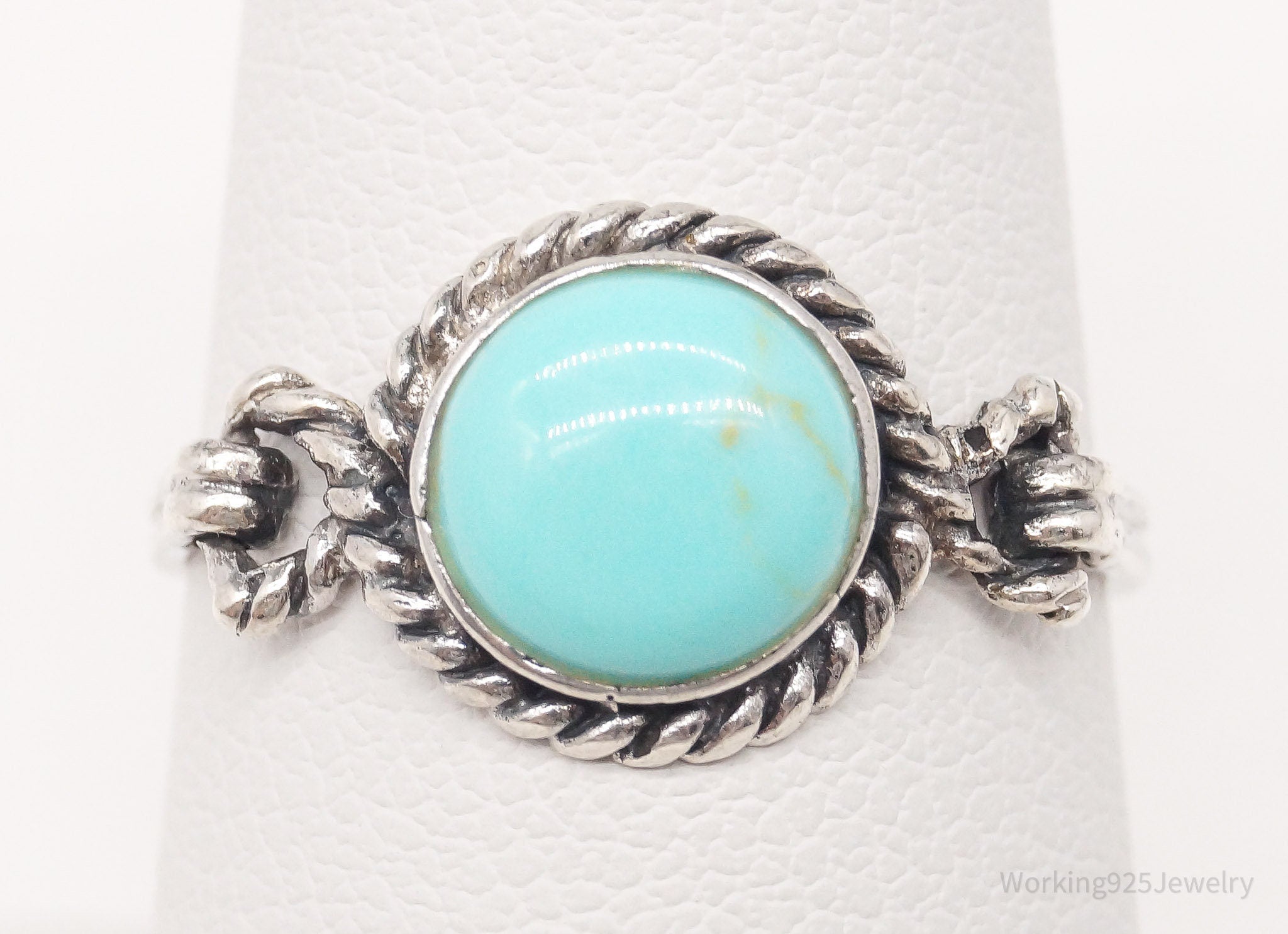 Vintage Turquoise Sterling Silver Ring - Size 7.5