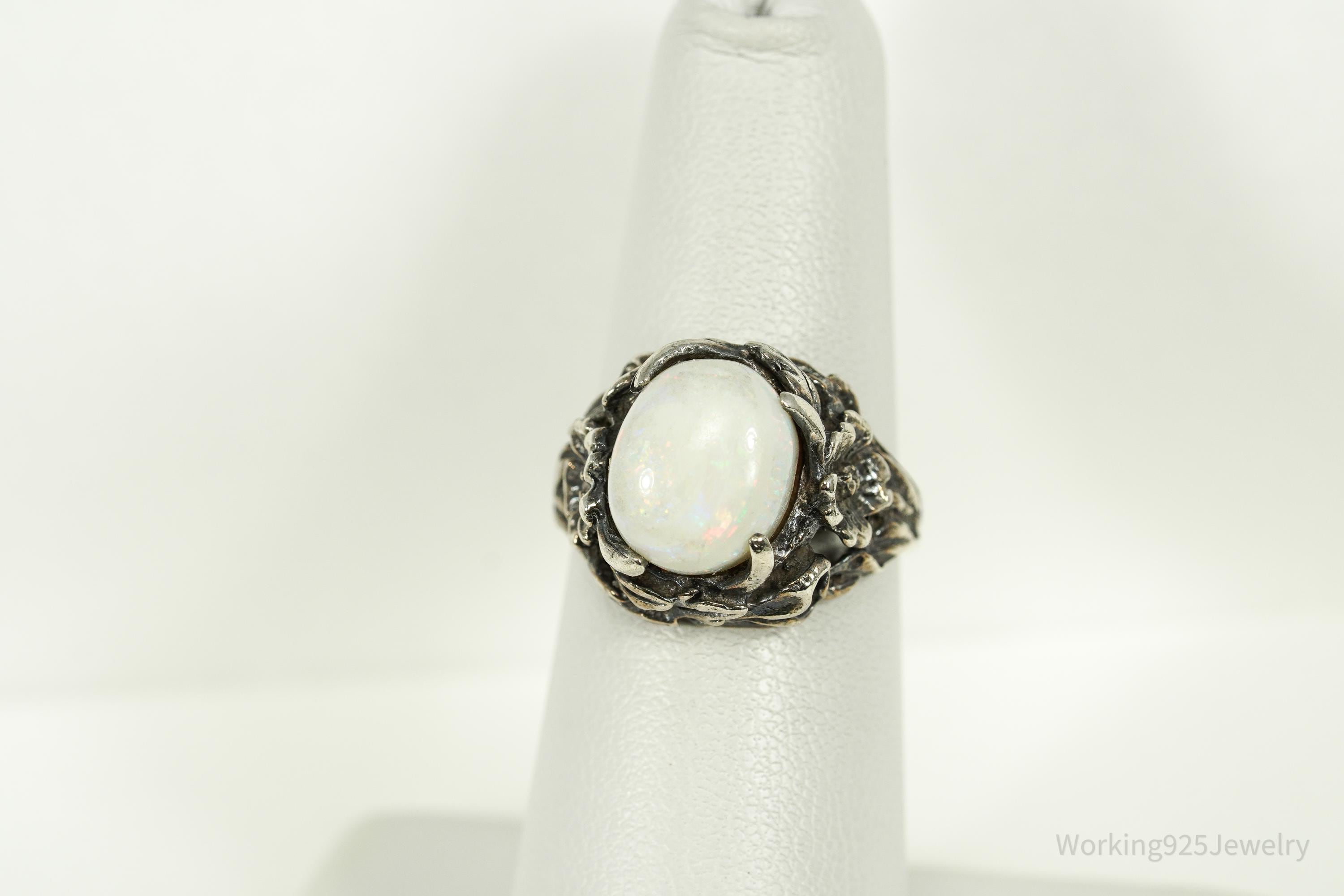 Vintage Opal Sterling Silver Ring - Size 6.25