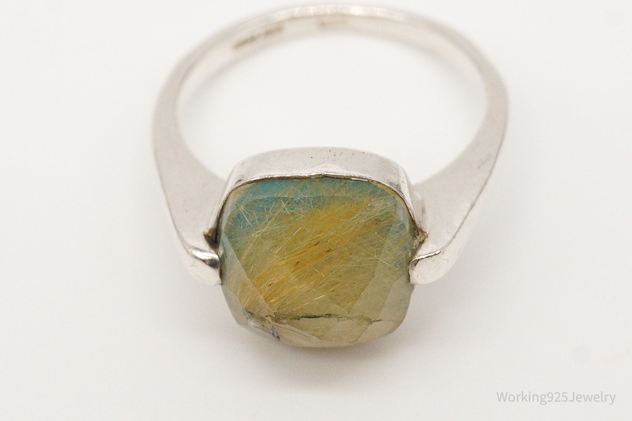 Vintage Chalisa Gold Rutilated Quartz Sterling Silver Ring - Size 5.75