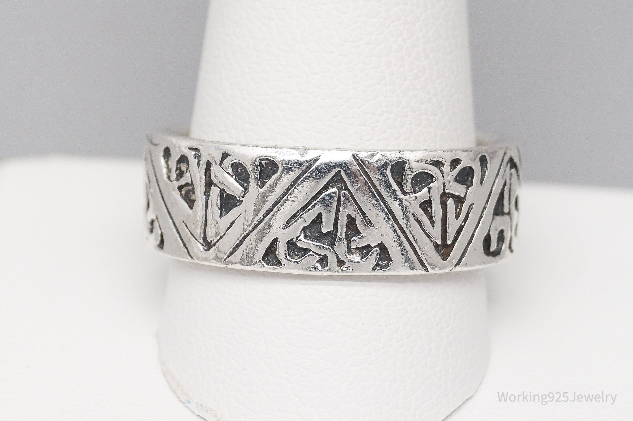 Vintage Celtic Knots Sterling Silver Band Ring - Size 13