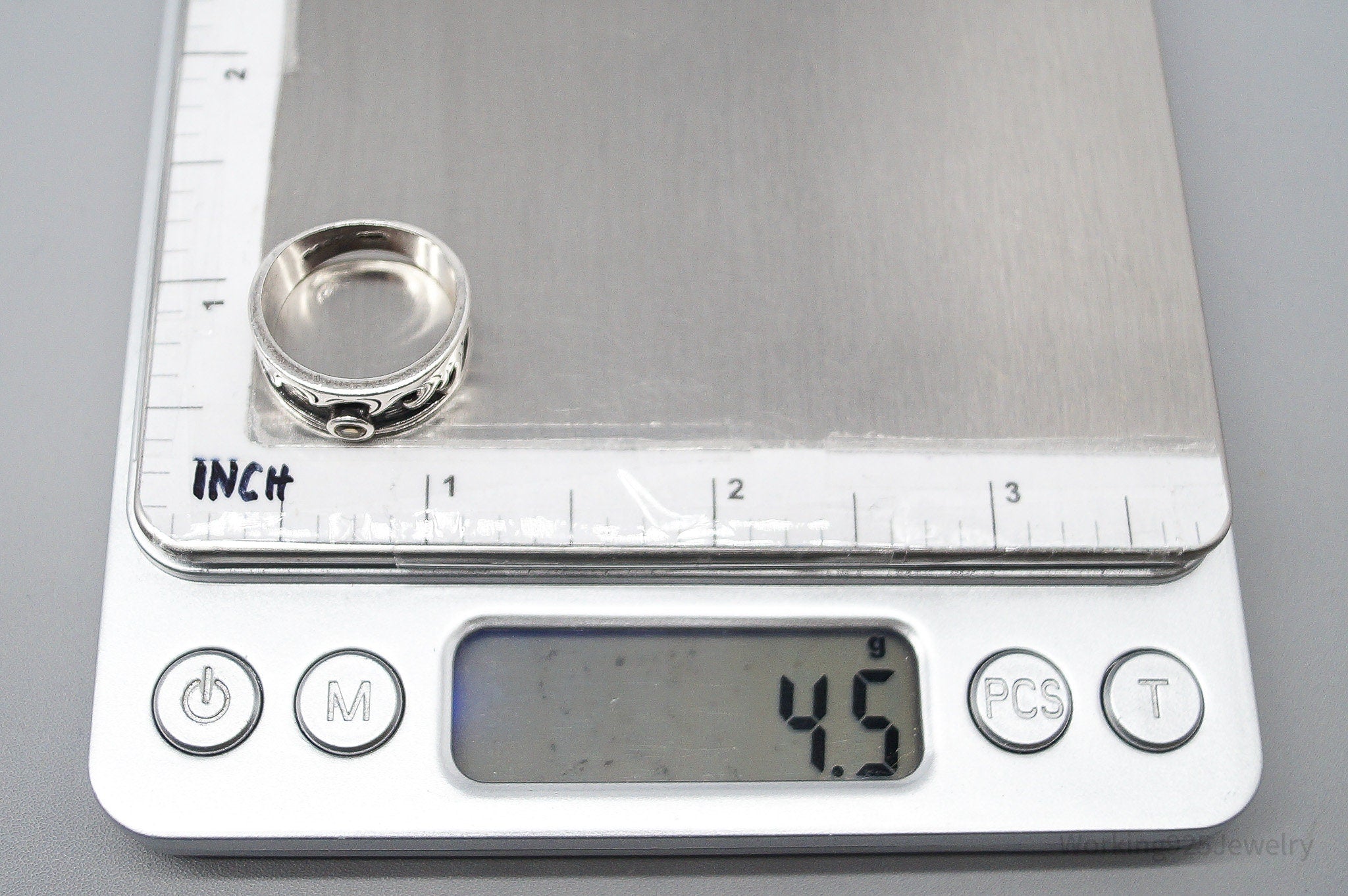 Vintage Boma Citrine Moon & Waves Sterling Silver Band Ring - Size 6.25