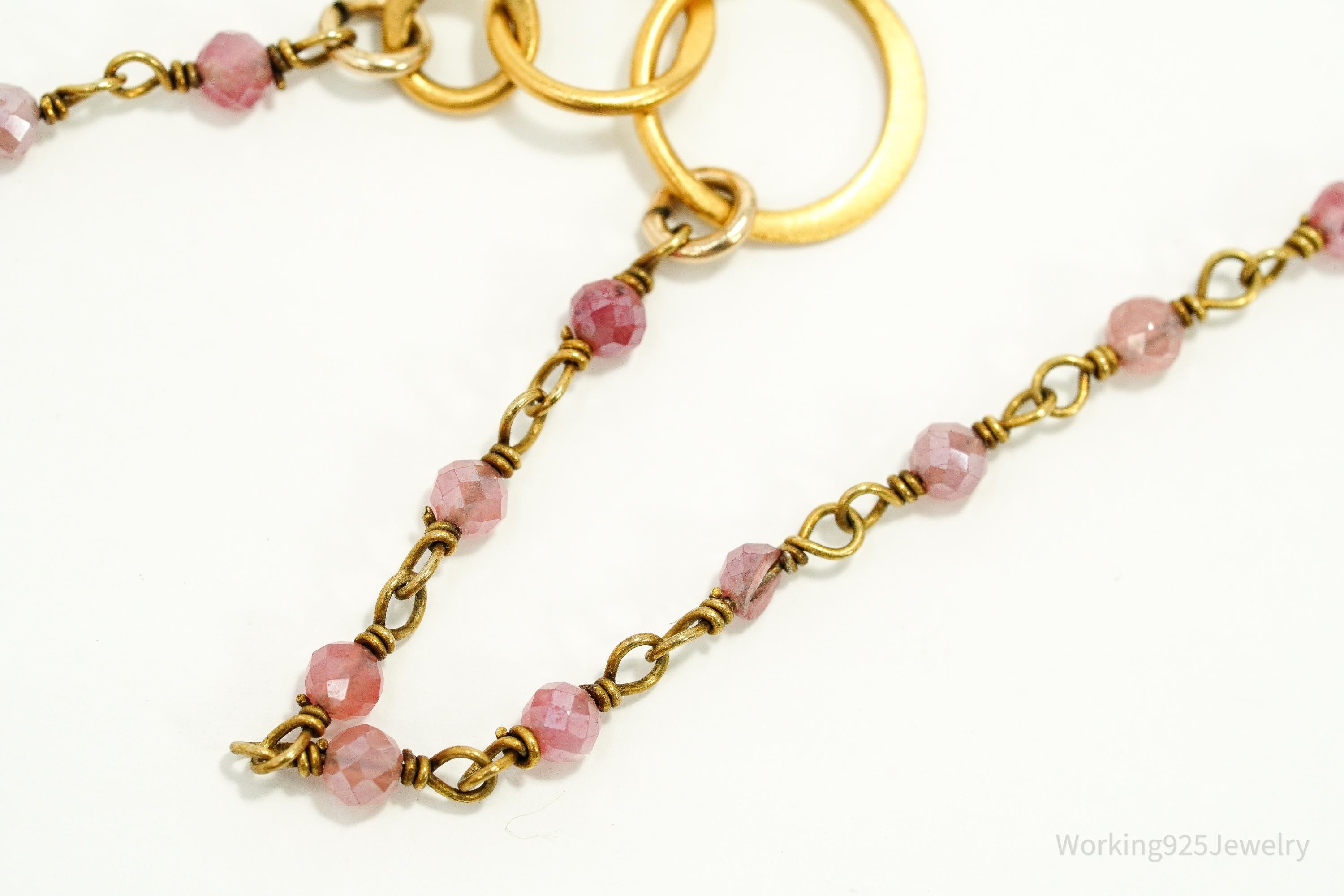 Vintage Pink Tourmaline 14K Yellow Gold Filled Necklace 19"