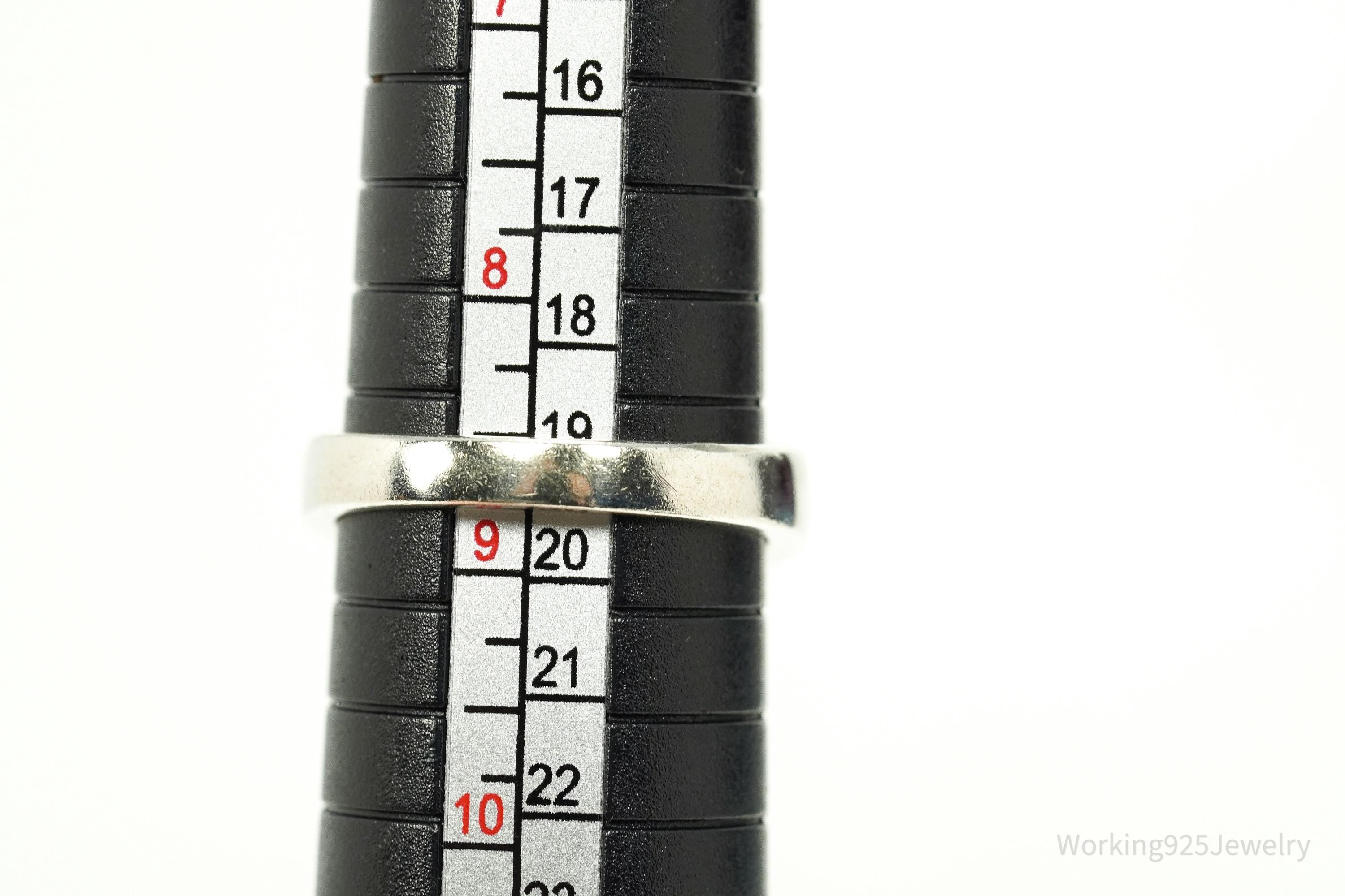 Vintage Lab Sapphire & Cubic Zirconia Sterling Silver Ring - Size 8.75