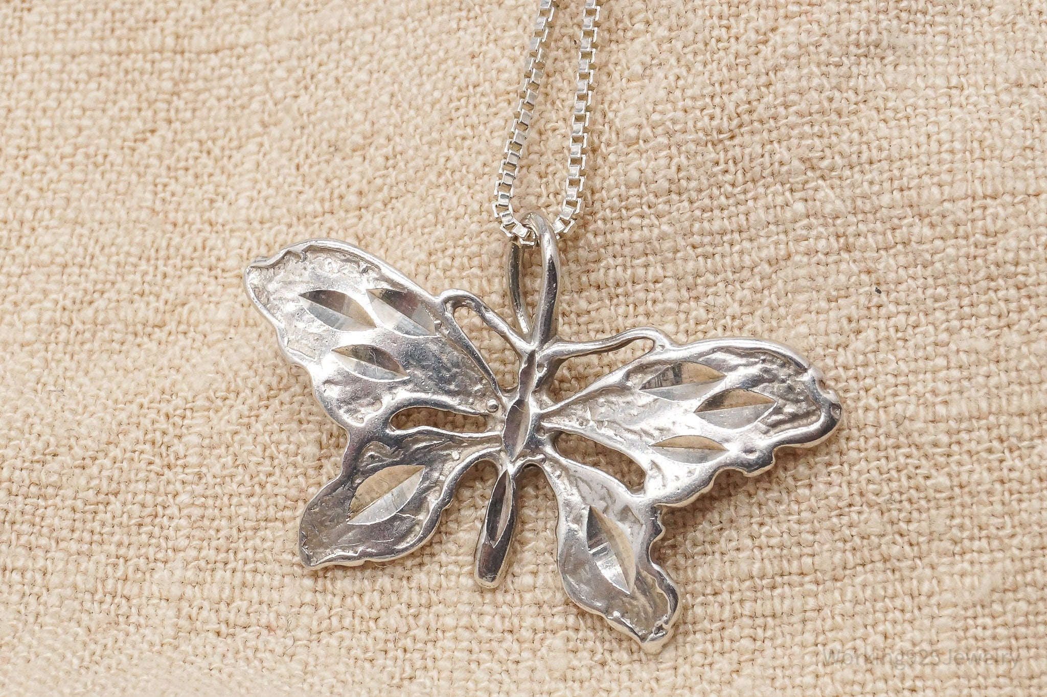 Vintage Butterfly Sterling Silver Necklace 16"