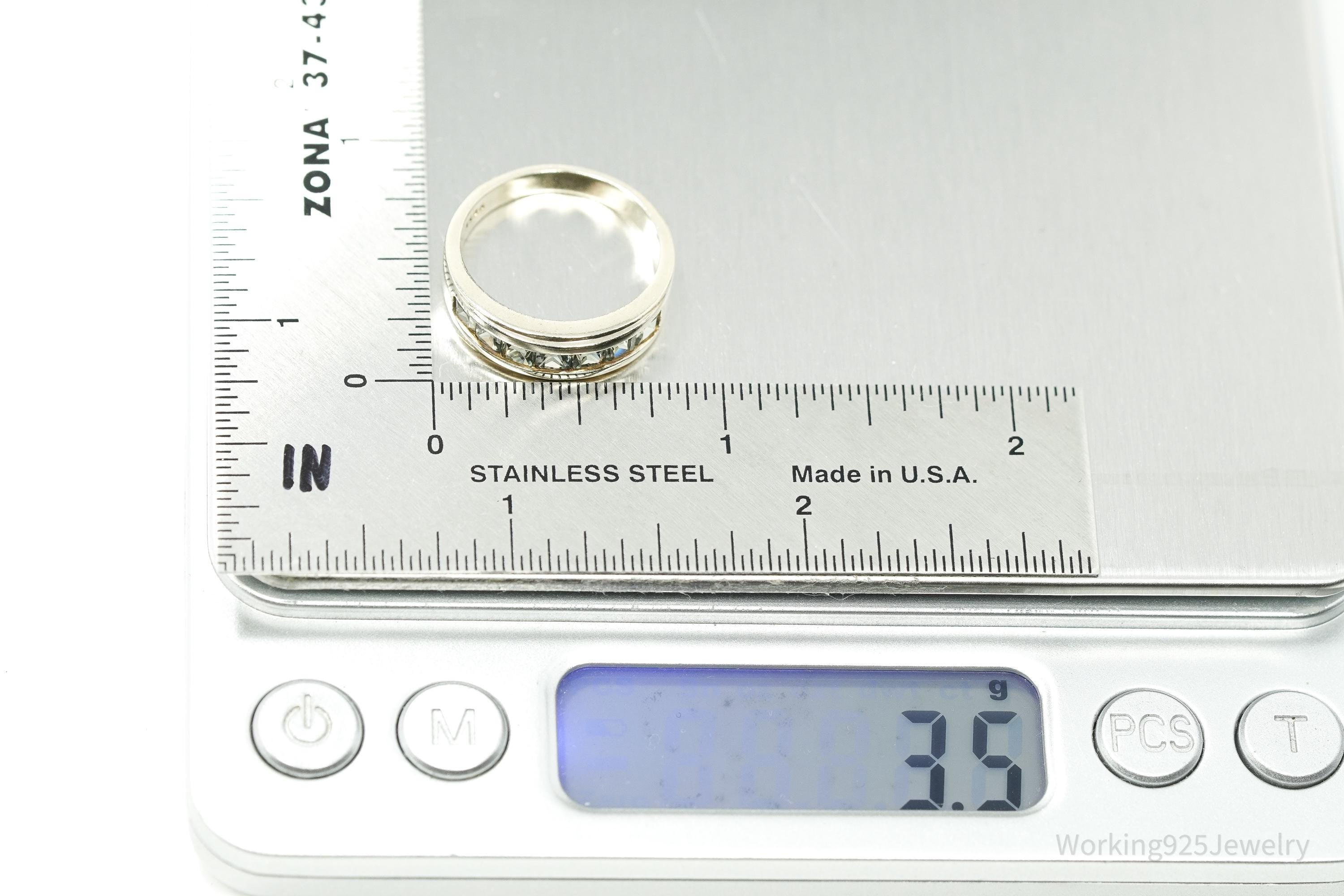 Vintage Green Sapphire Gold Vermeil Sterling Silver Ring - Size 7