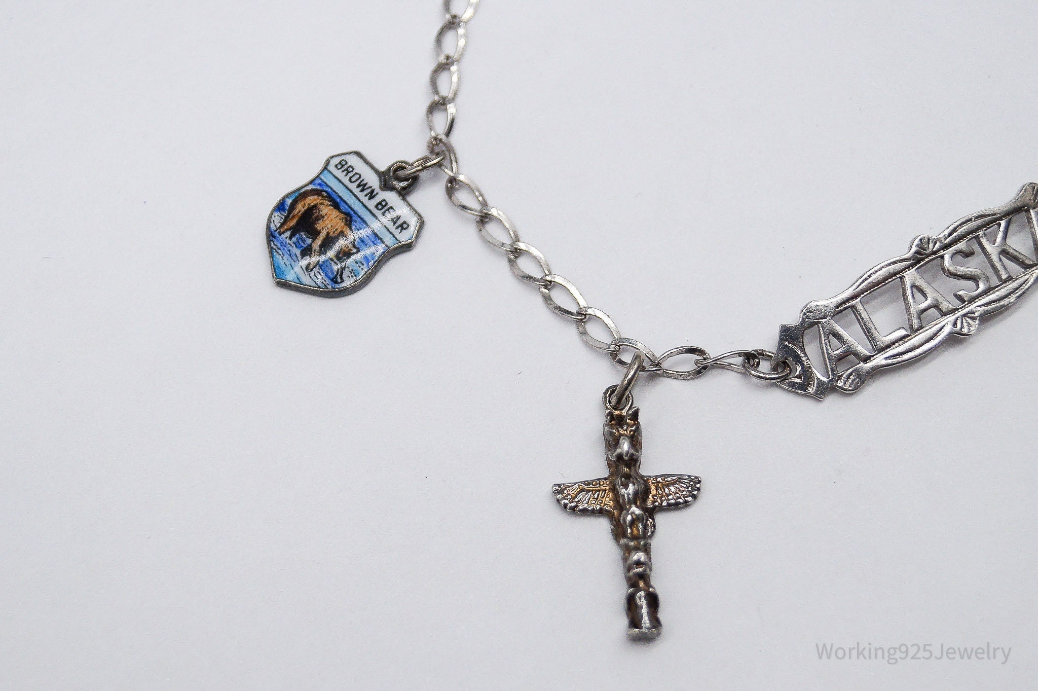 Vintage Uncas Sterling Silver Charm Bracelet - 7 1/8"