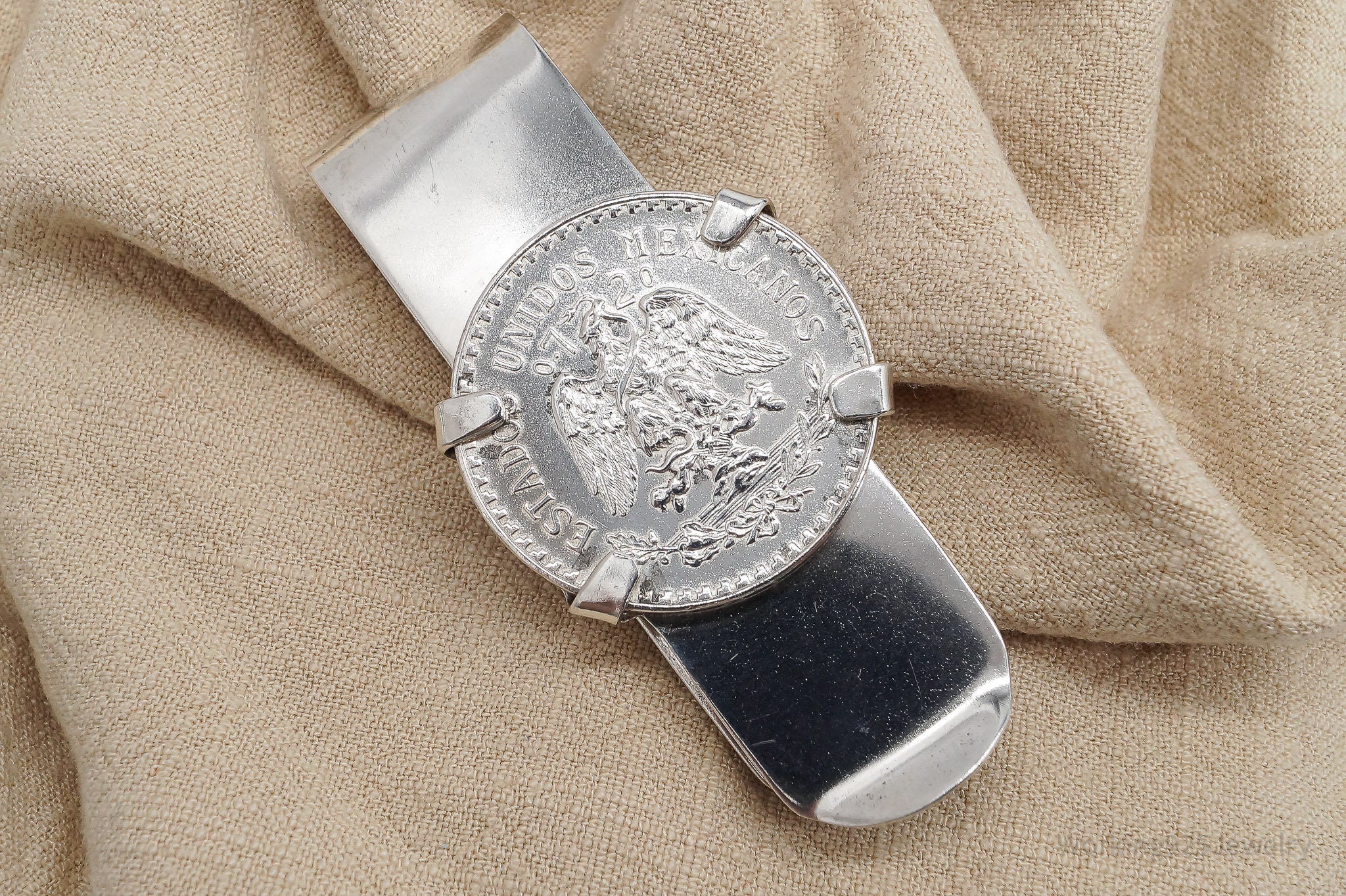 Vintage Maciel ESTADOS UNIDOS MEXICANOS 20 Centavos Silver Coin Money Clip