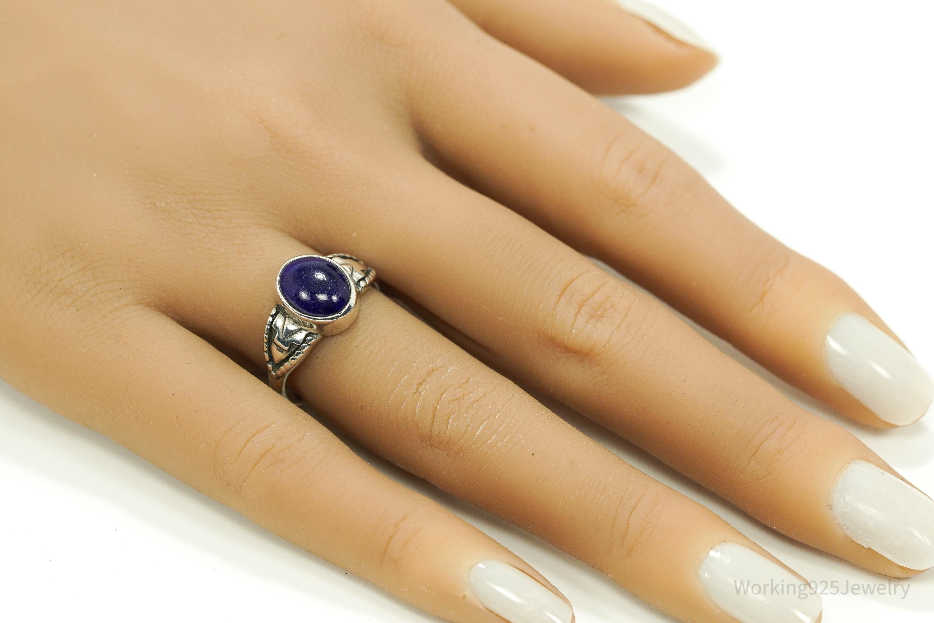 Vintage Lapis Lazuli Sterling Silver Ring - Size 8