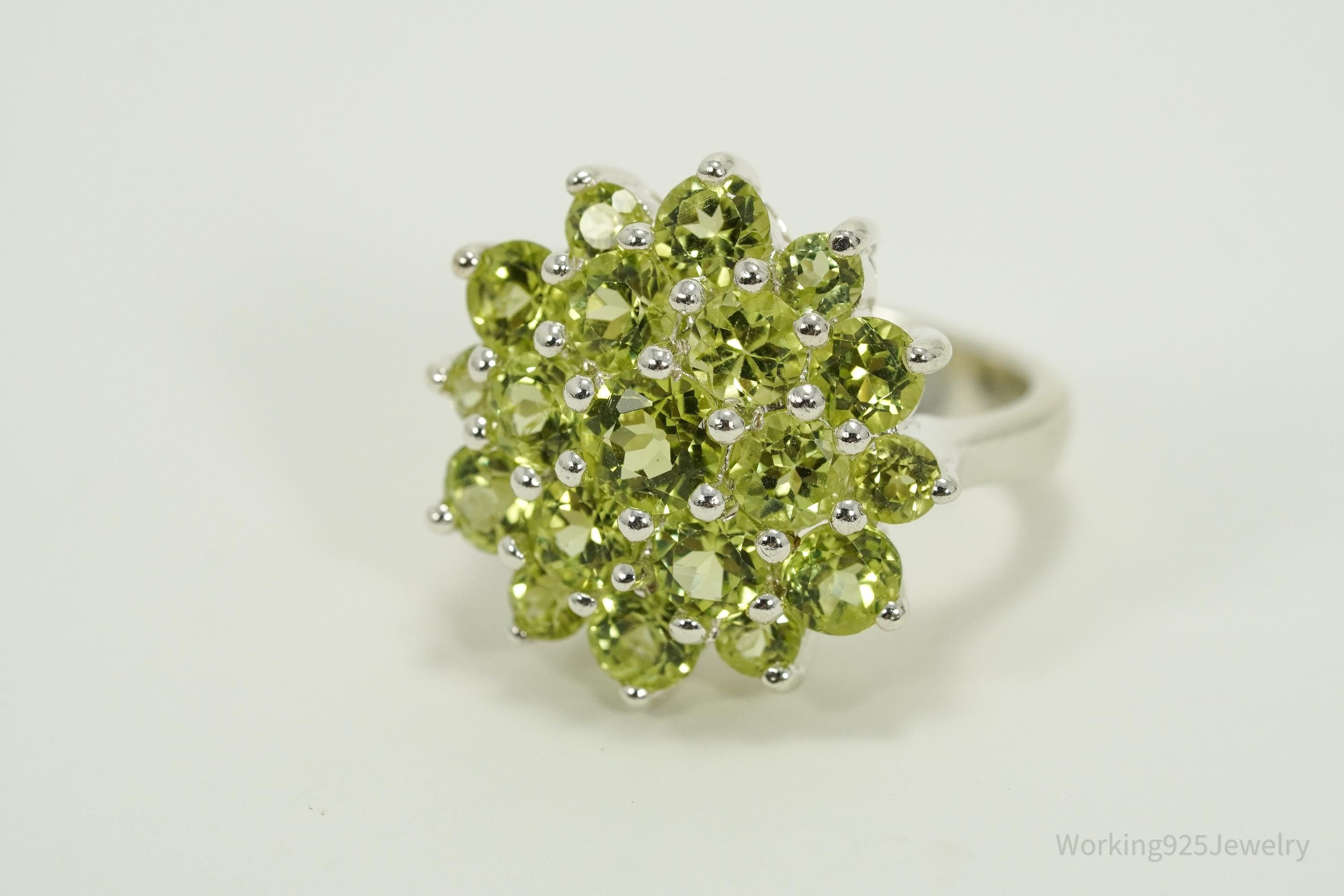 Vintage Green Peridot Sterling Silver Ring - Size 7