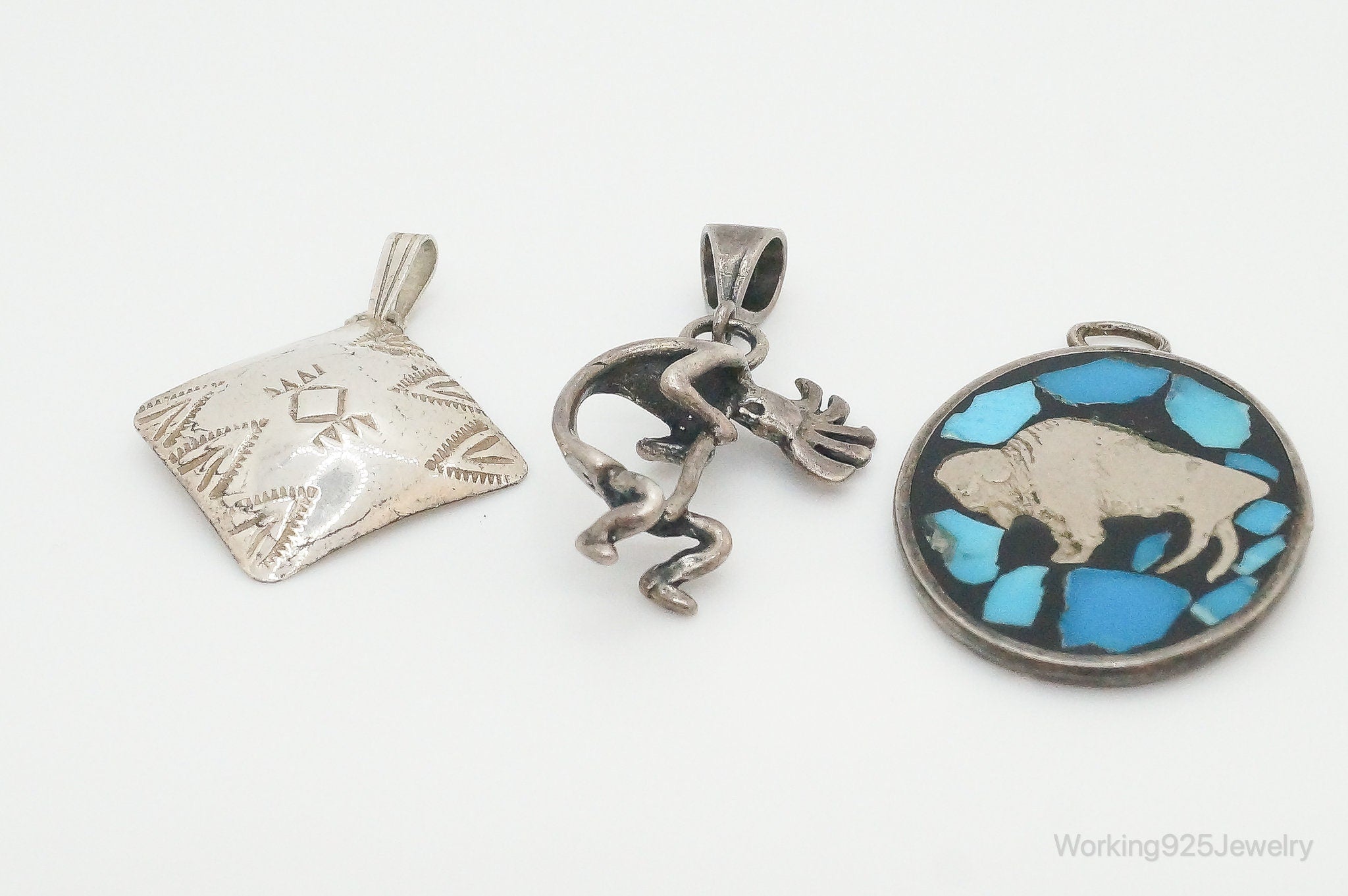 Vintage Native American Turquoise Sterling Silver Pendants