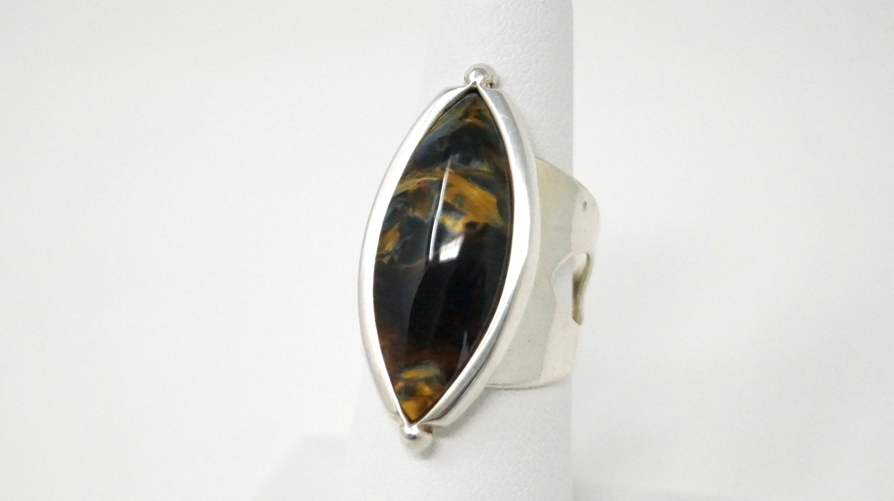 Vtg Designer Desert Rose Trading Co Tigers Eye Ring Sterling Silver Size 7.25