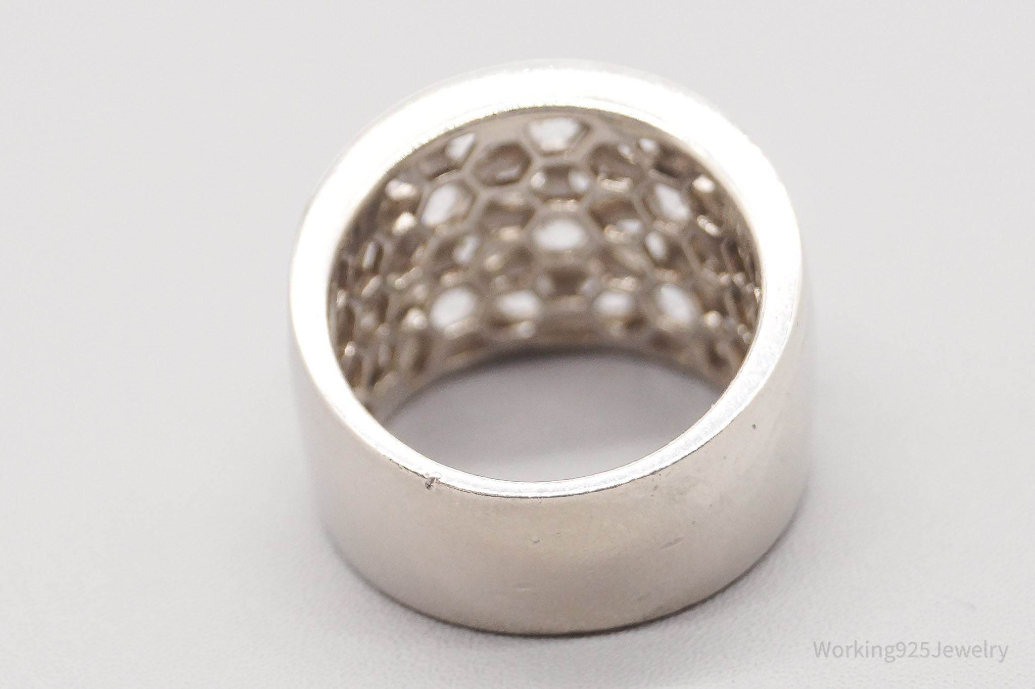 Vintage Cubic Zirconia Sterling Silver Band Ring - Size 9