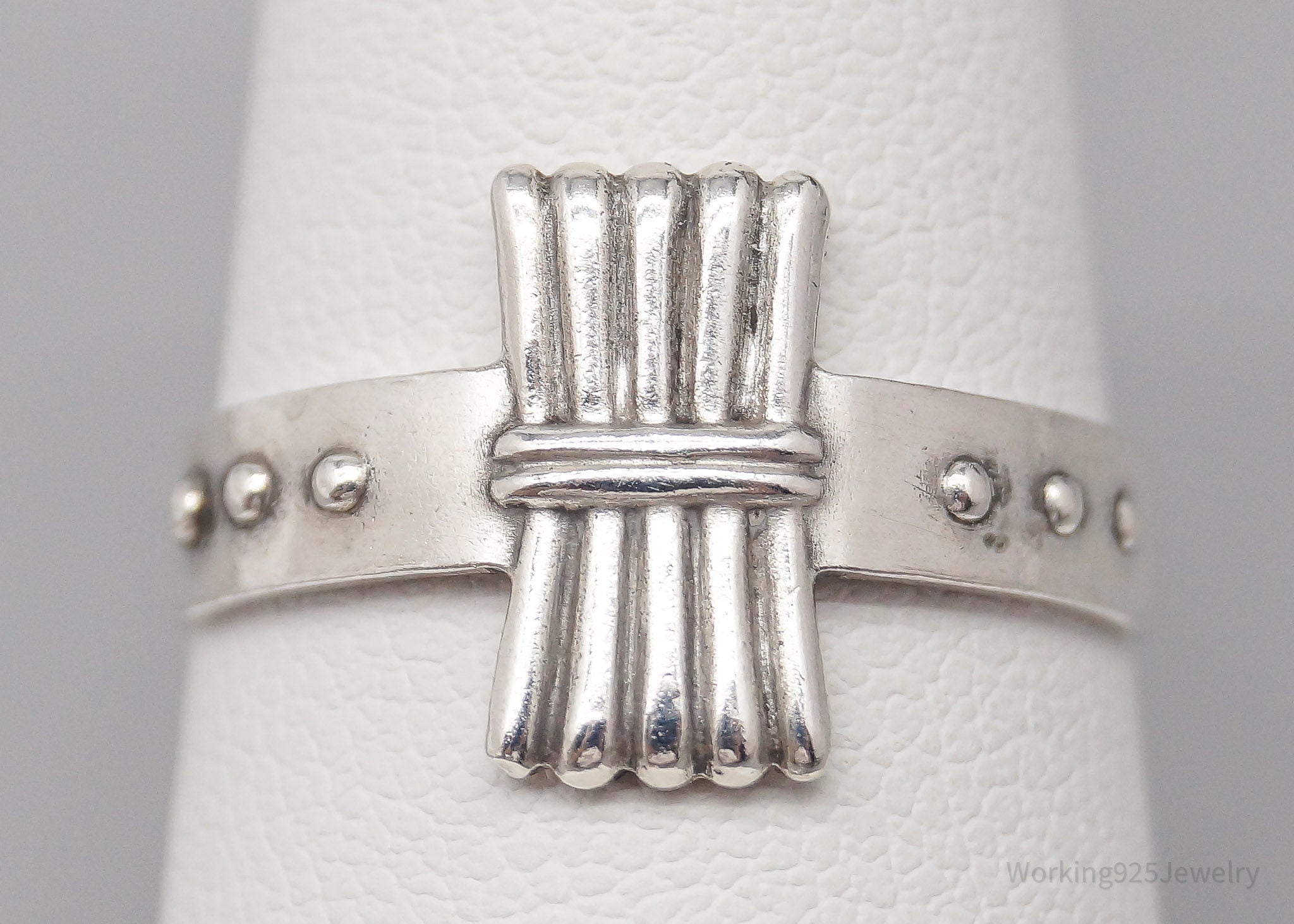 Antique Camp Fire Girls Sterling Silver Ring - Size 7.5 Adjustable