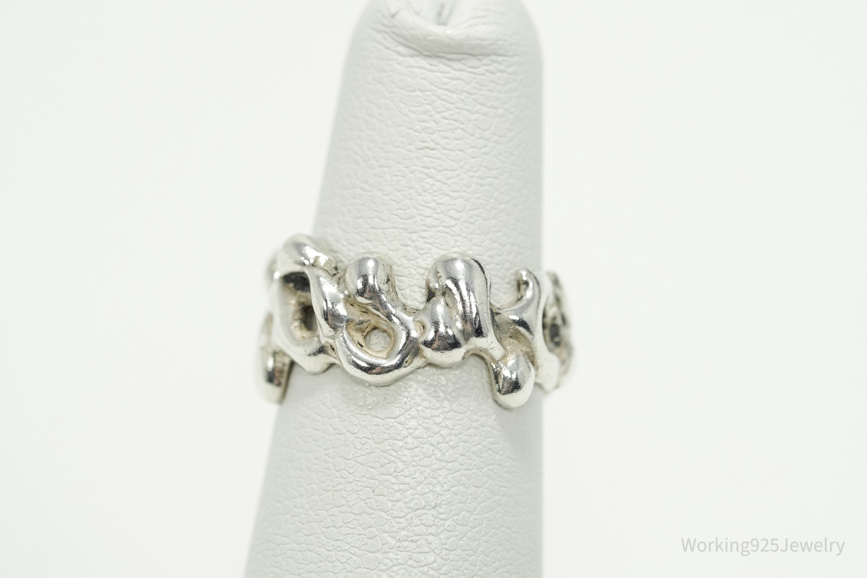 Vintage Brutalist Silver Ring - Size 4.75