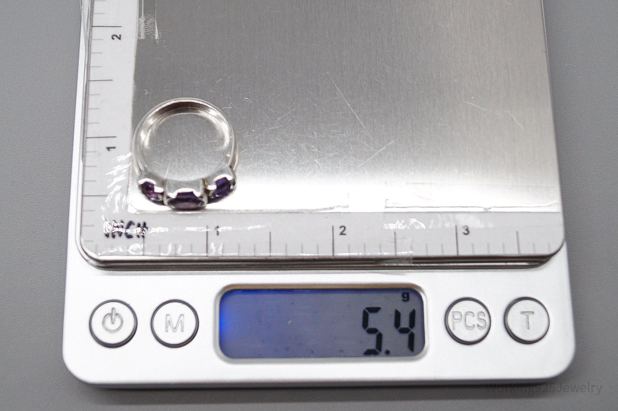 Vintage Amethyst Sterling Silver Ring - Size 7.5