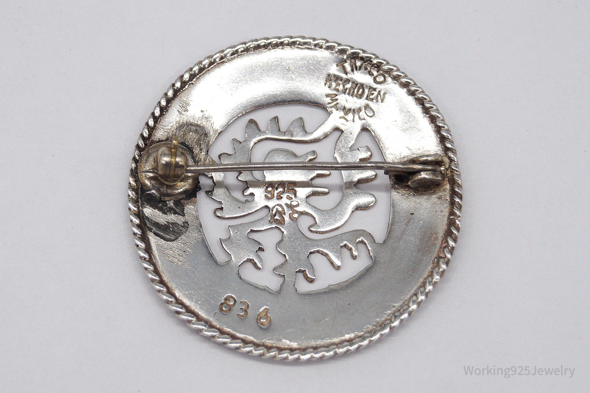 Vintage Mexico Aztec Mayan Ozomatli Monkey Deity Sterling Silver Brooch Pin