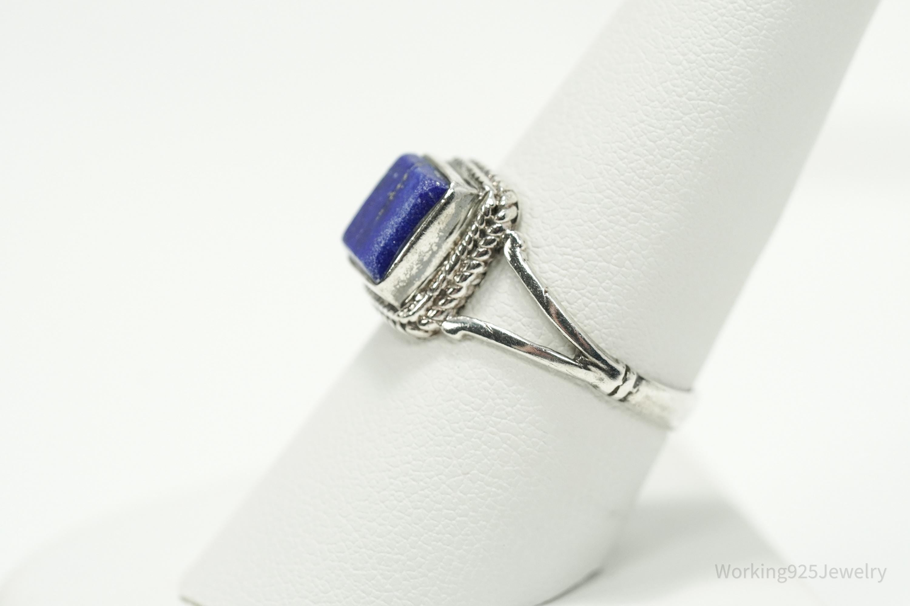 Vintage Lapis Lazuli Sterling Silver Ring - Size 8.75