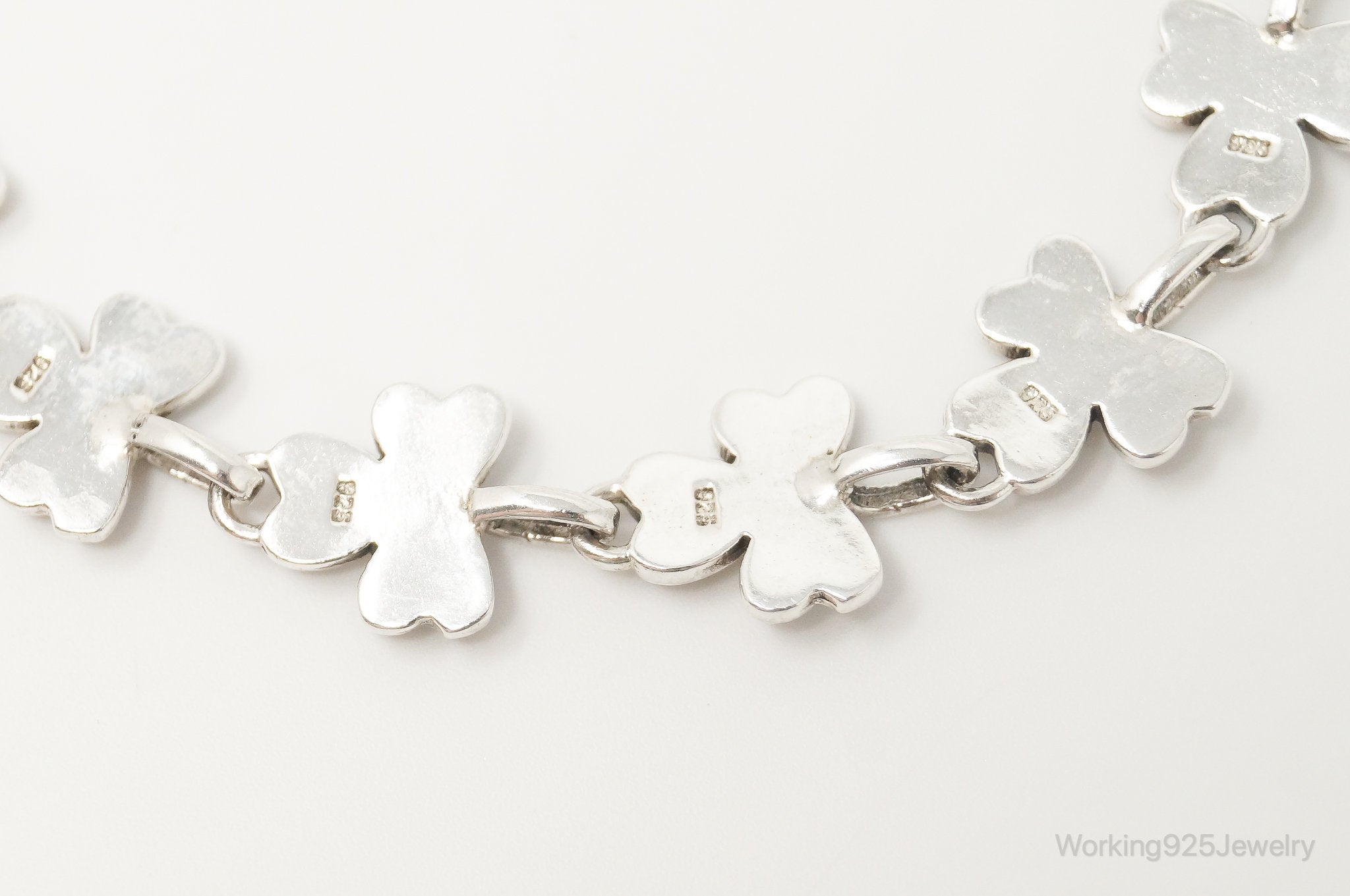 Vintage Three Leaf Clover Sterling Silver Bracelet