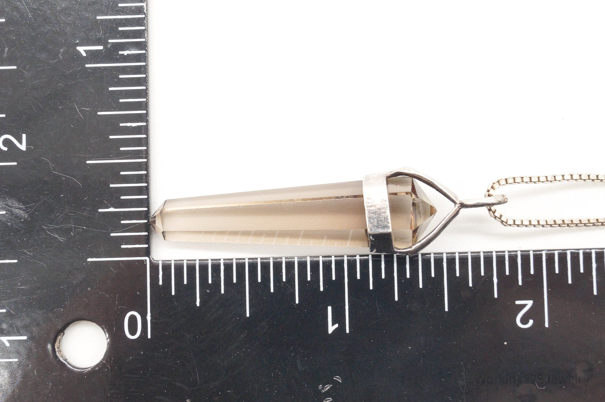 Vintage Large Smoky Topaz Sterling Silver Necklace