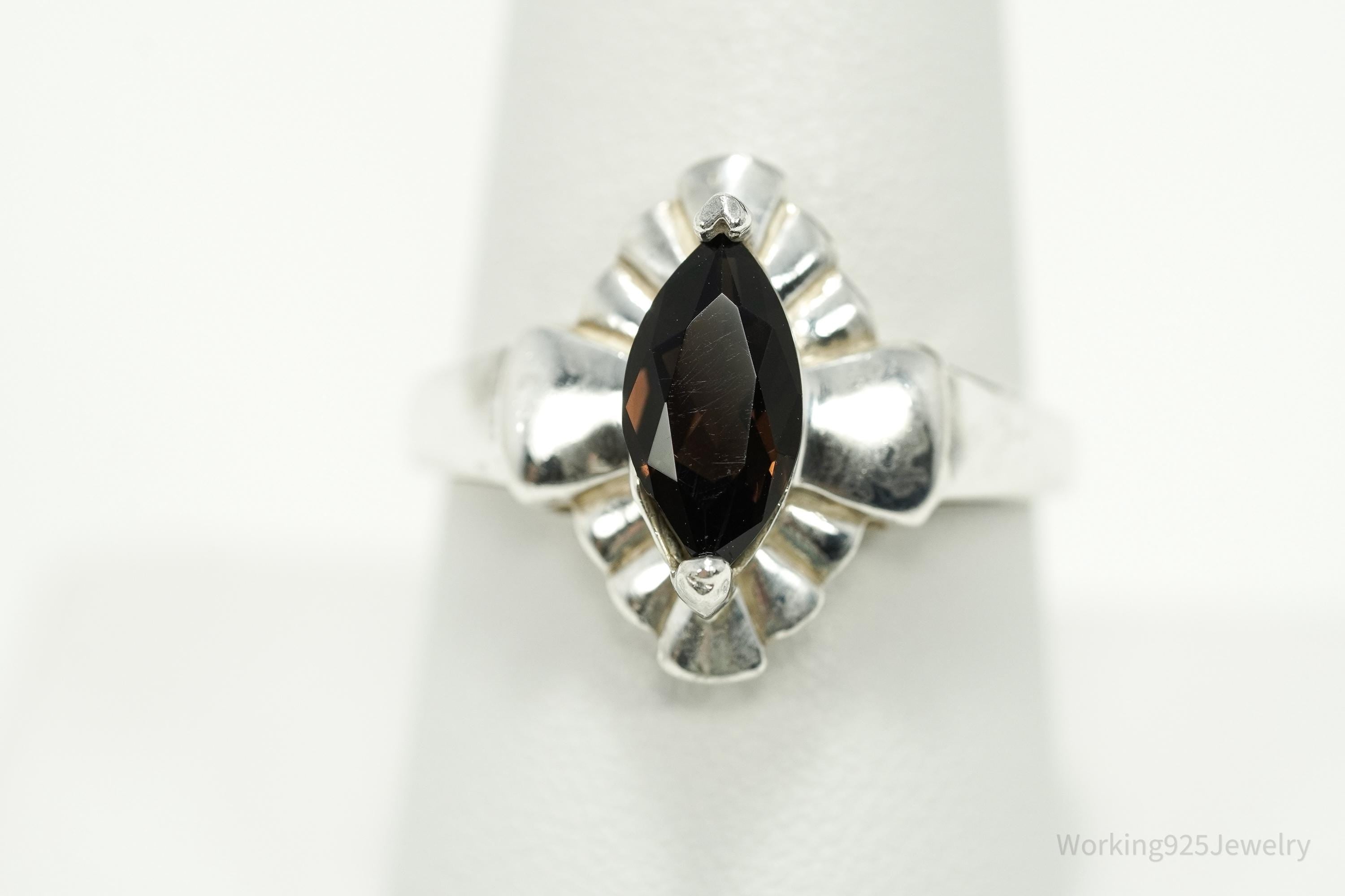 Vintage Smoky Topaz Sterling Silver Ring - Size 8.75