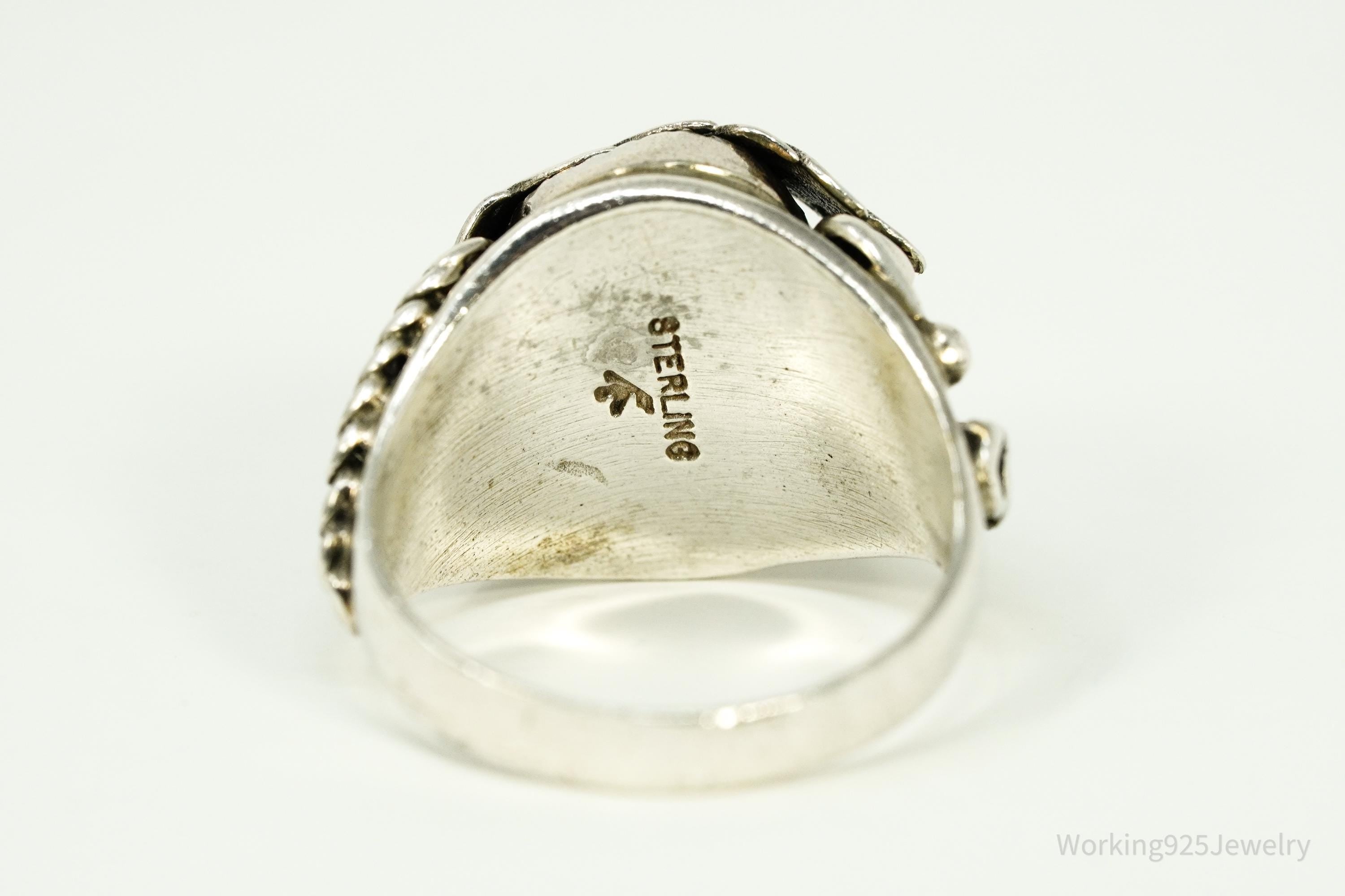 Vintage Native American Turquoise Sterling Silver Ring - Size 10