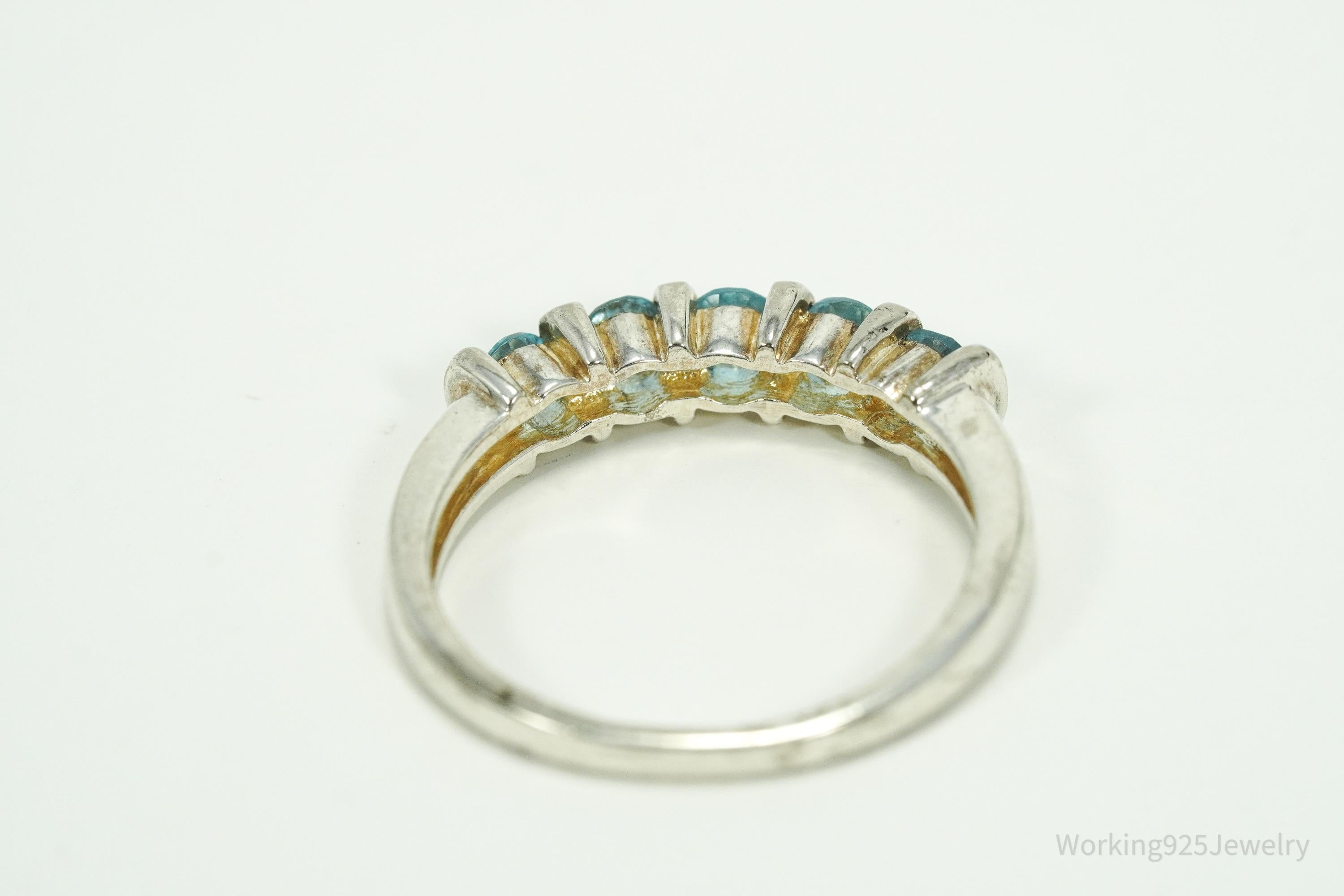Vintage Blue Topaz Sterling Silver Ring - Size 8
