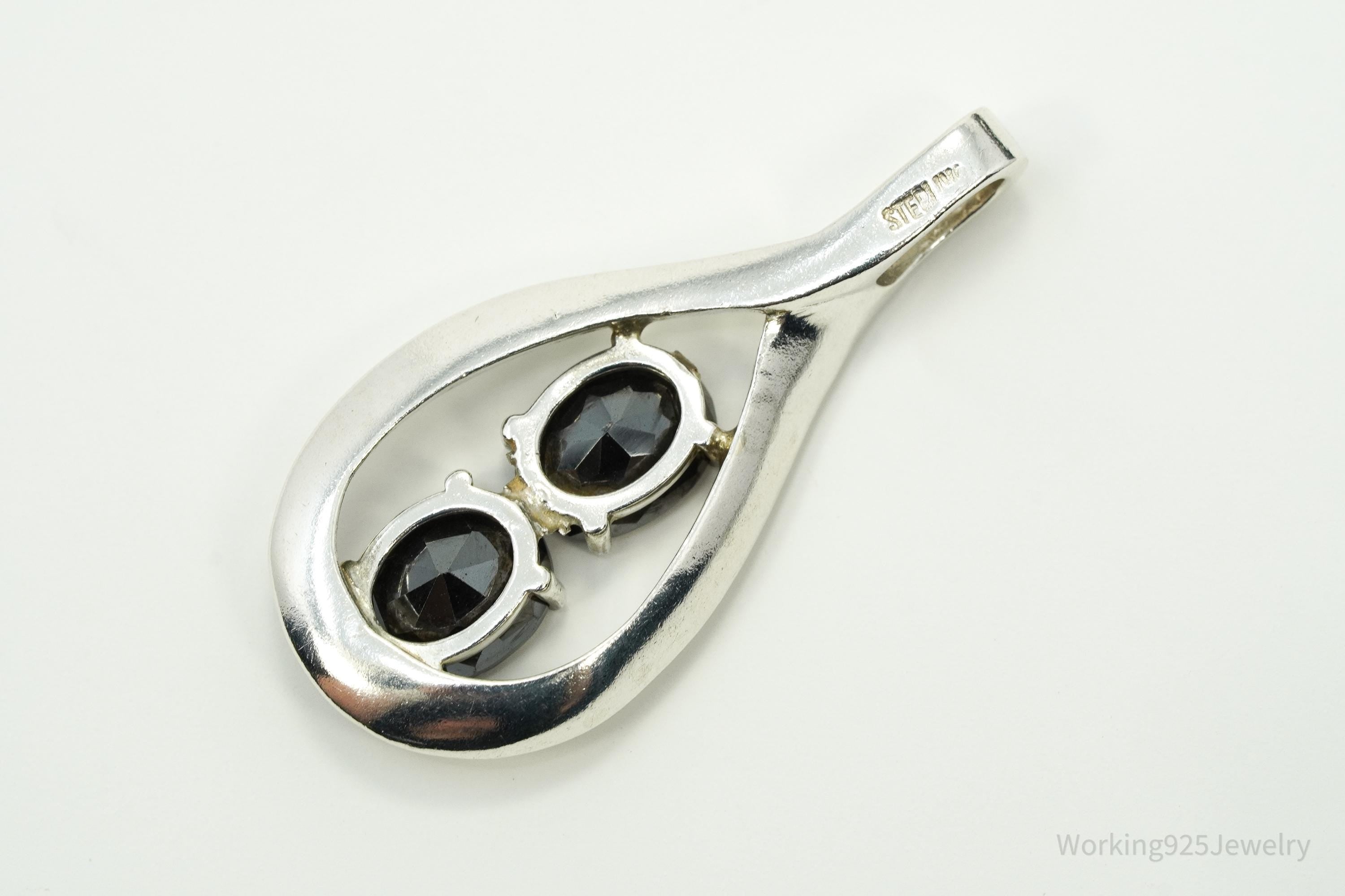 Vintage Hematite Sterling Silver Pendant