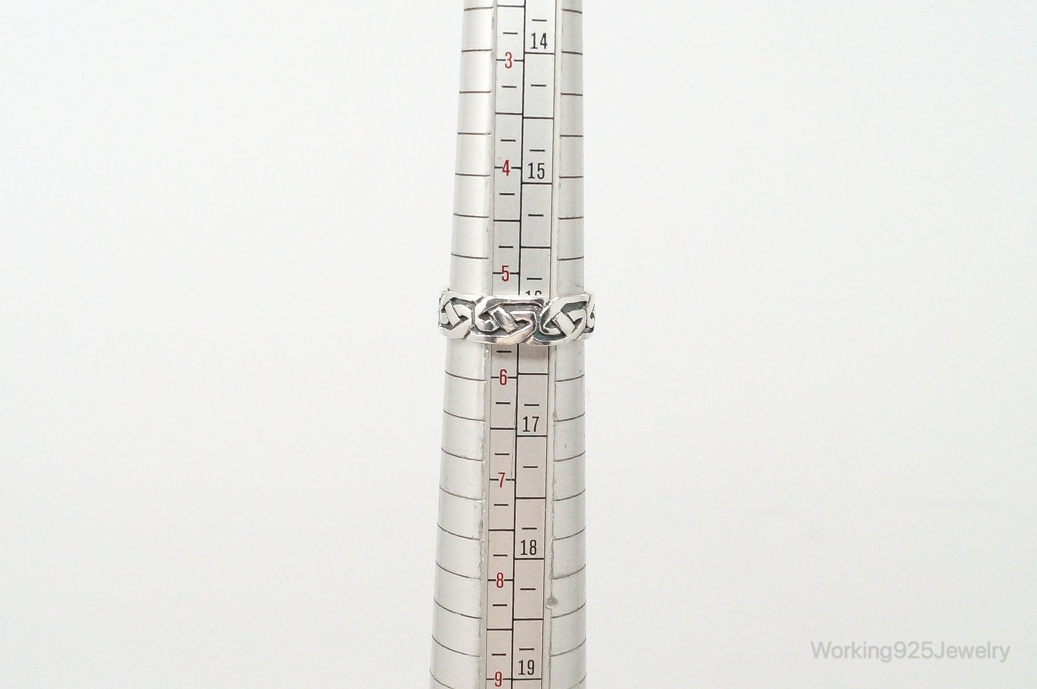 Vintage Celtic Knot Design Sterling Silver Band Ring - Size 5.5