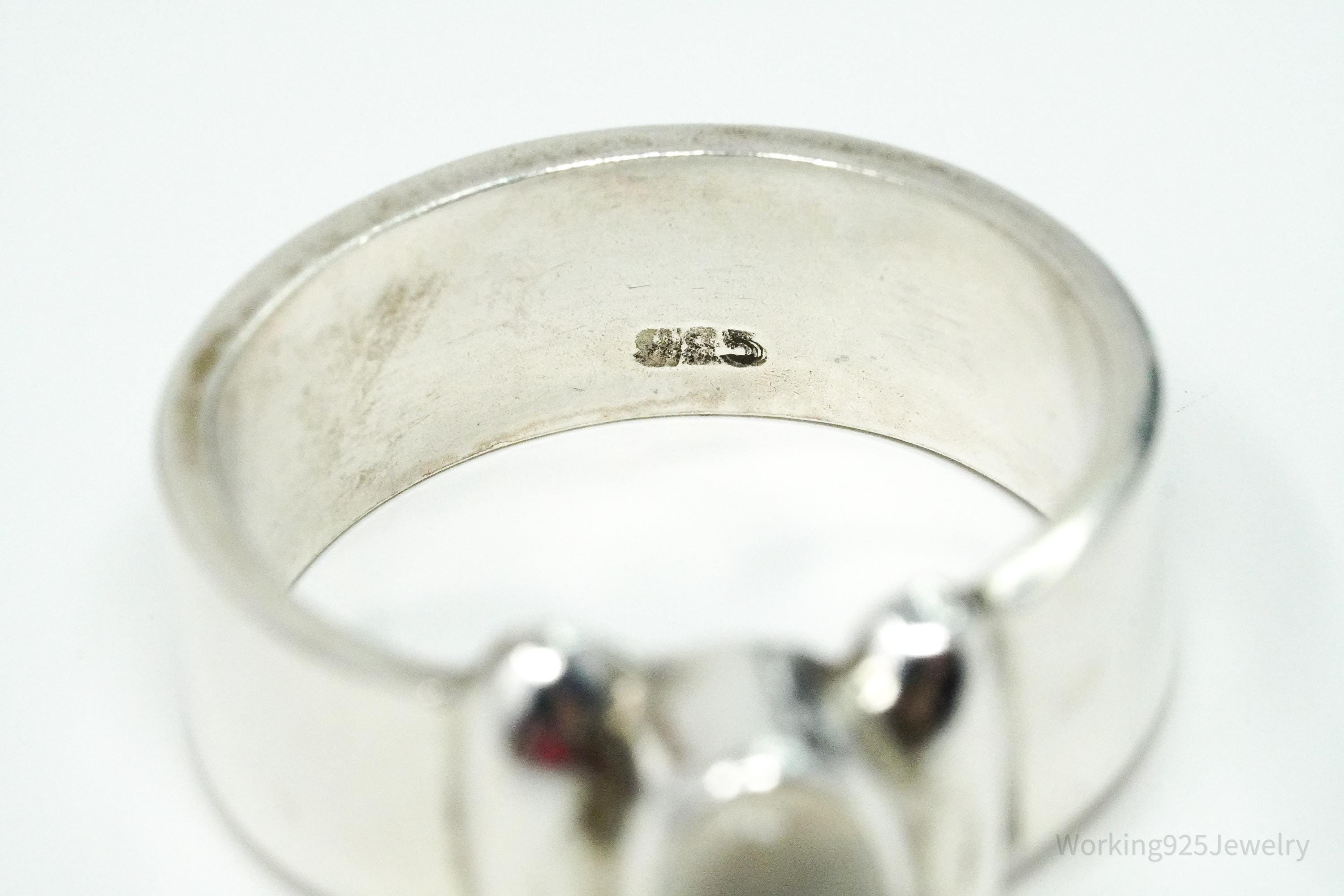 Vintage White Moonstone Sterling Silver Ring - Size 7.5