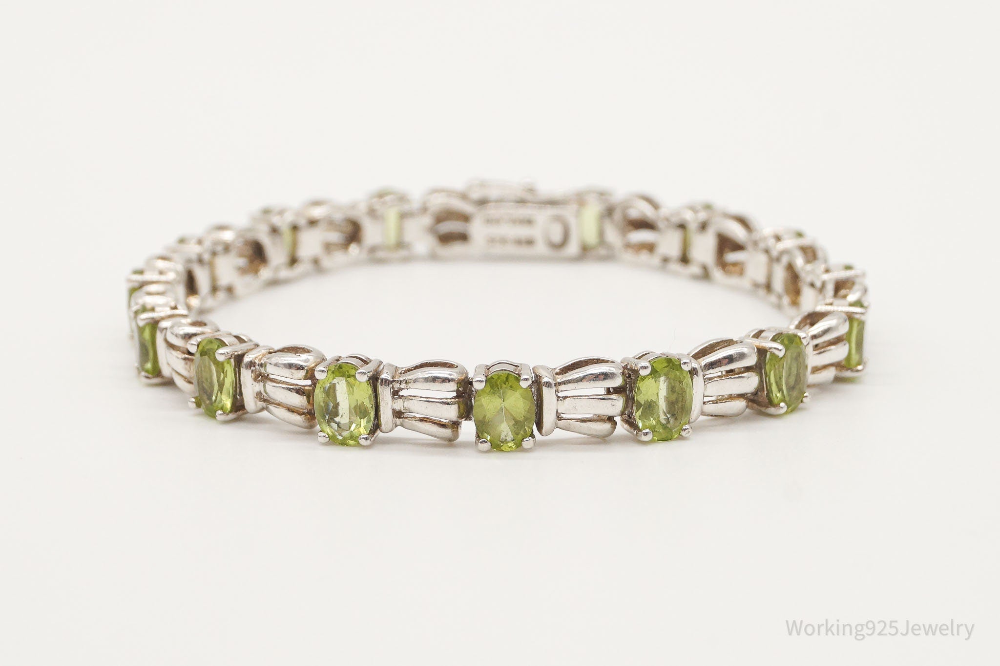 Vintage Peridot Art Deco Sterling Silver Bracelet