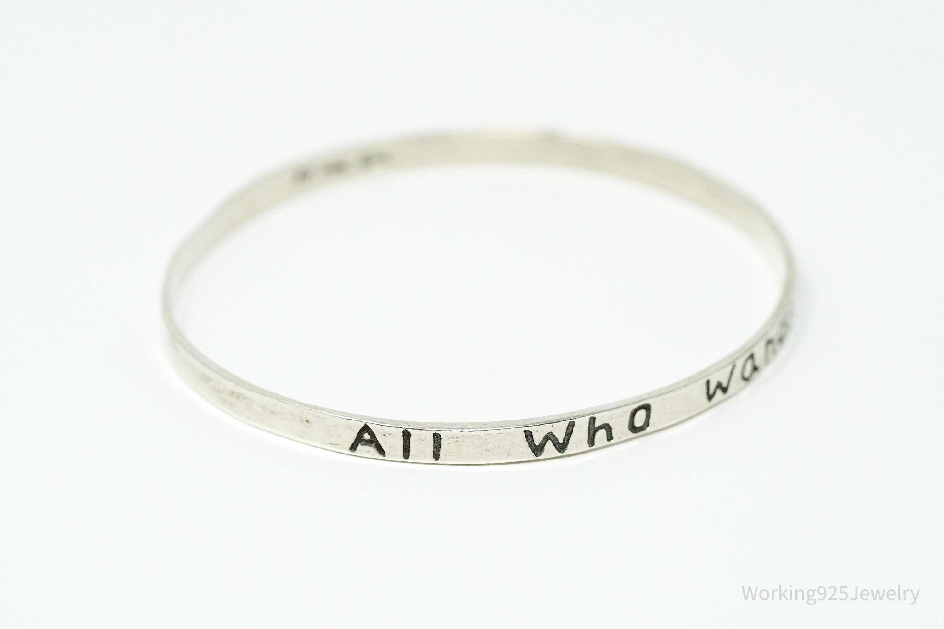 Vintage Didae "All Who Wander Are Not Lost" Sterling Silver Bracelet 7 5/8"