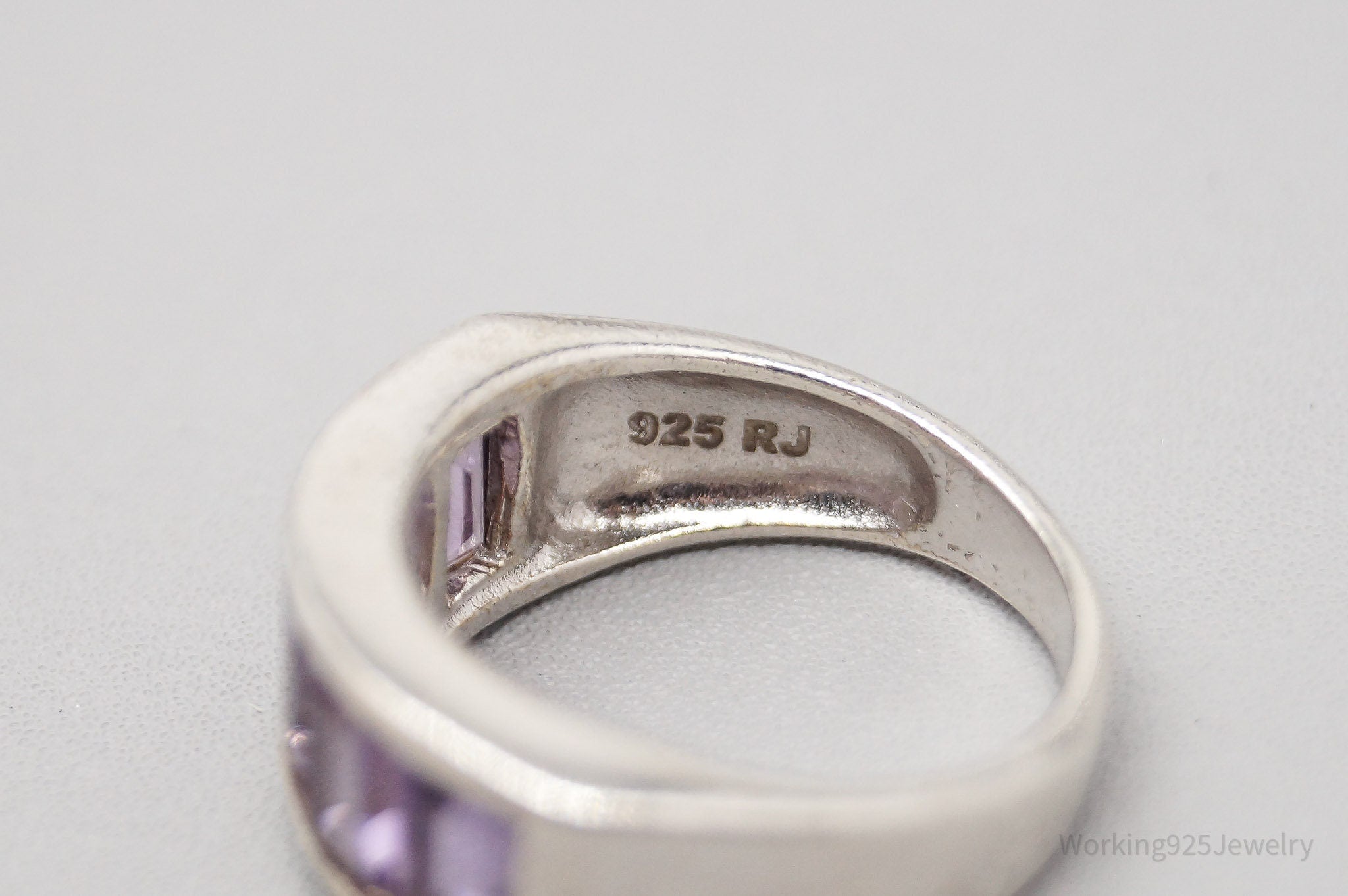 Vintage Designer RJ Amethyst Sterling Silver Ring - Size 6